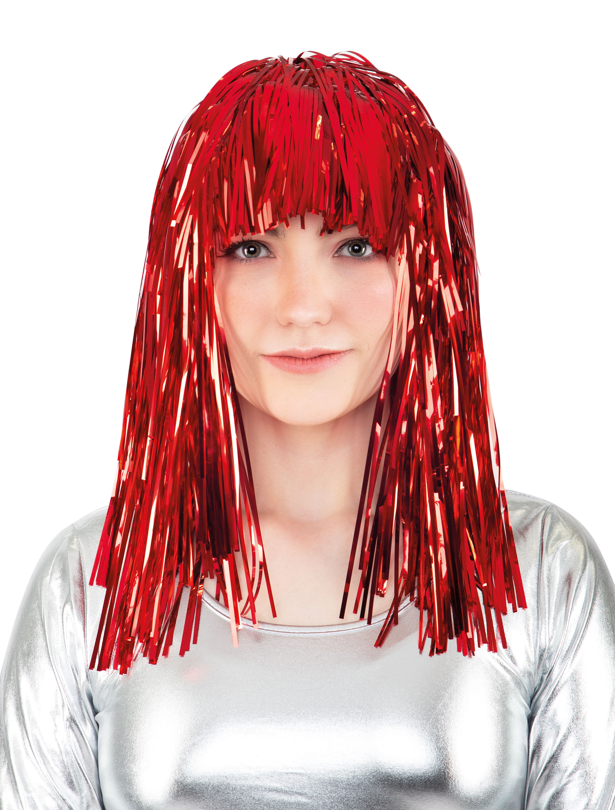 Kostümzubehör Perücke Lametta Metallic rot one size