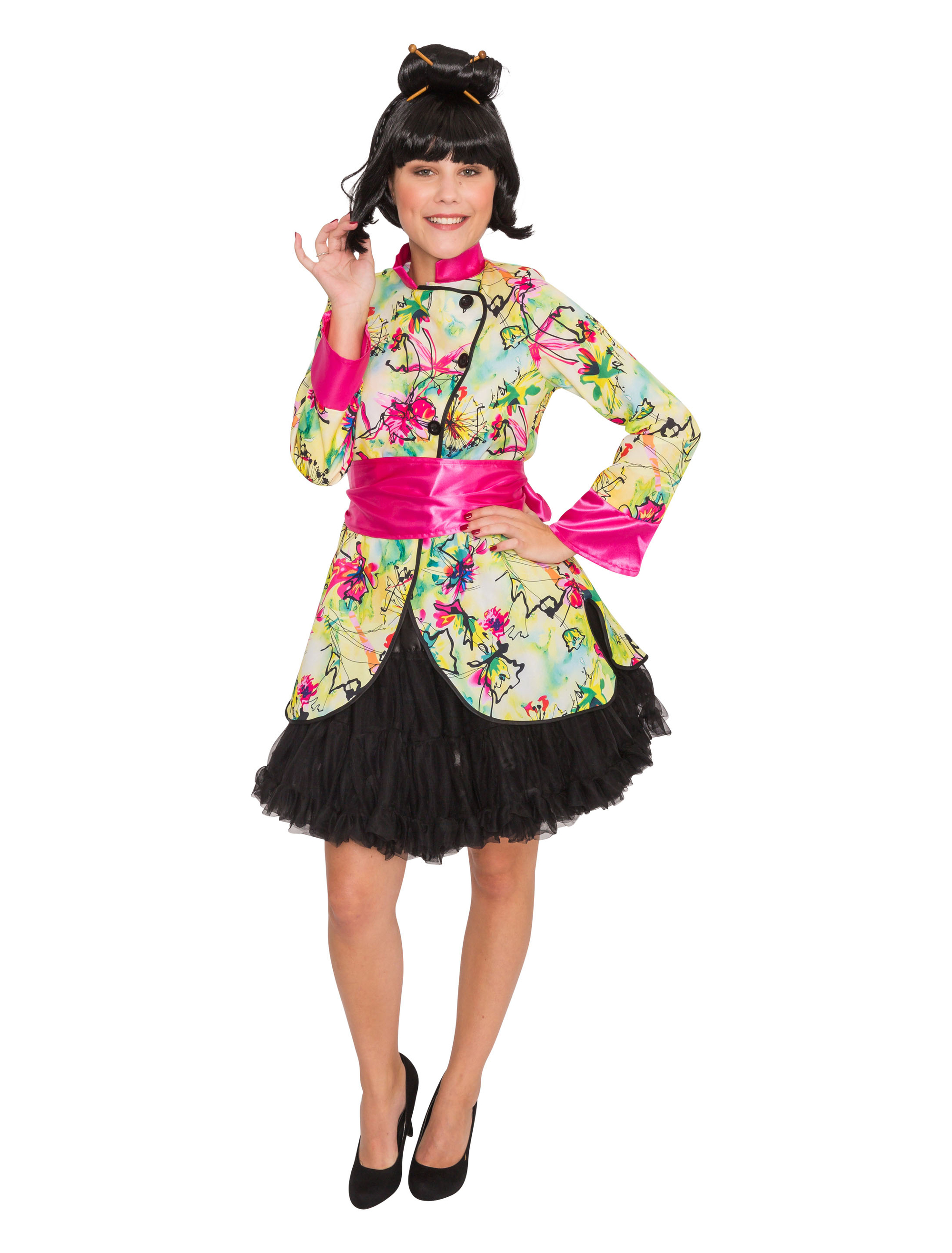 Jacke Lotusblume Damen 2-tlg. bunt S Farbe: bunt