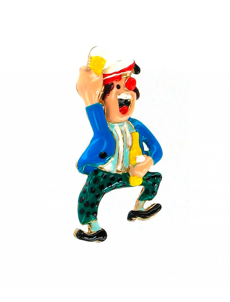 Kostümzubehör Pin Clown Bassi mit Kölschglas Farbe: mehrfarbigblau