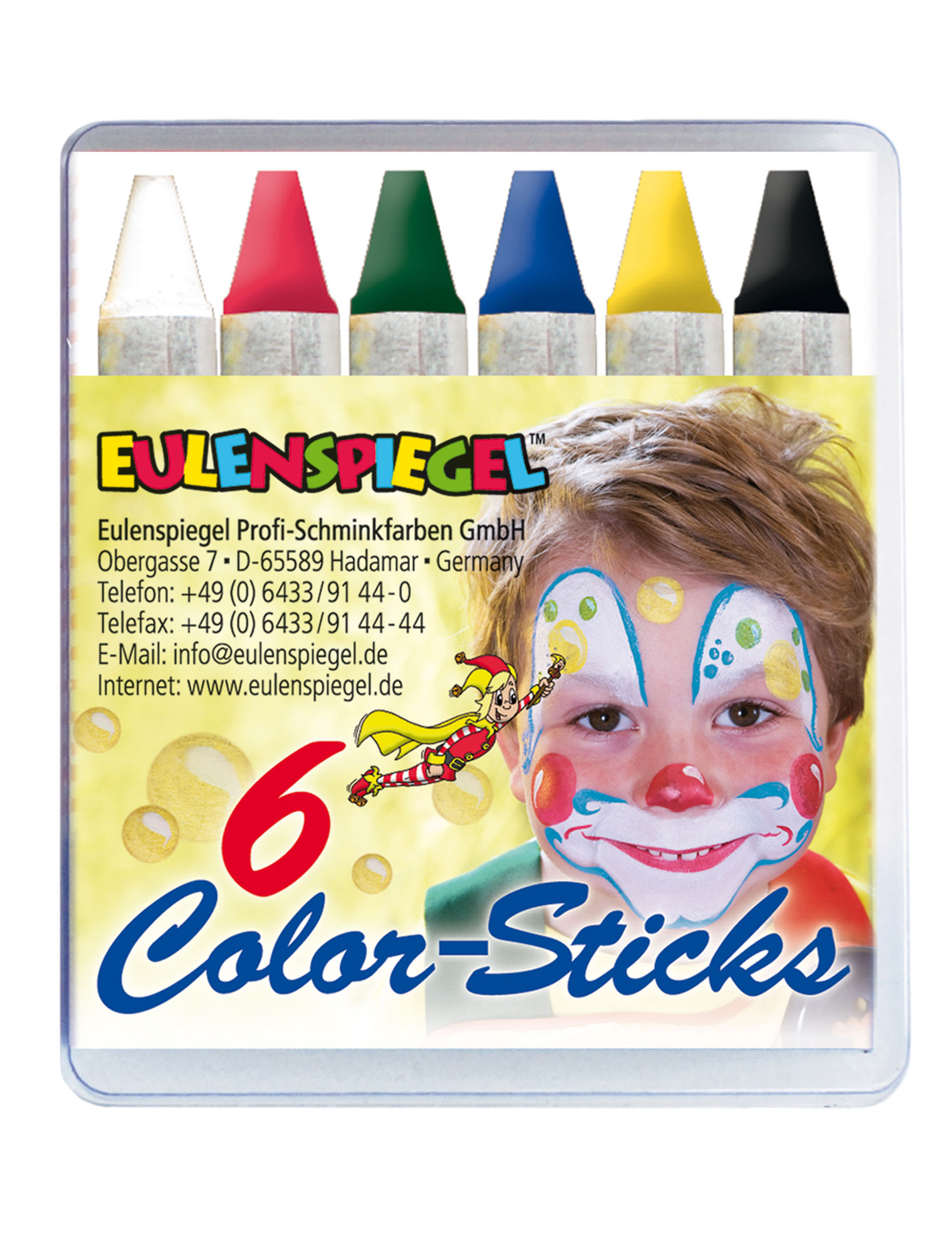 Color-Sticks 6er Schminke für Karneval & Fasching Farbe: bunt