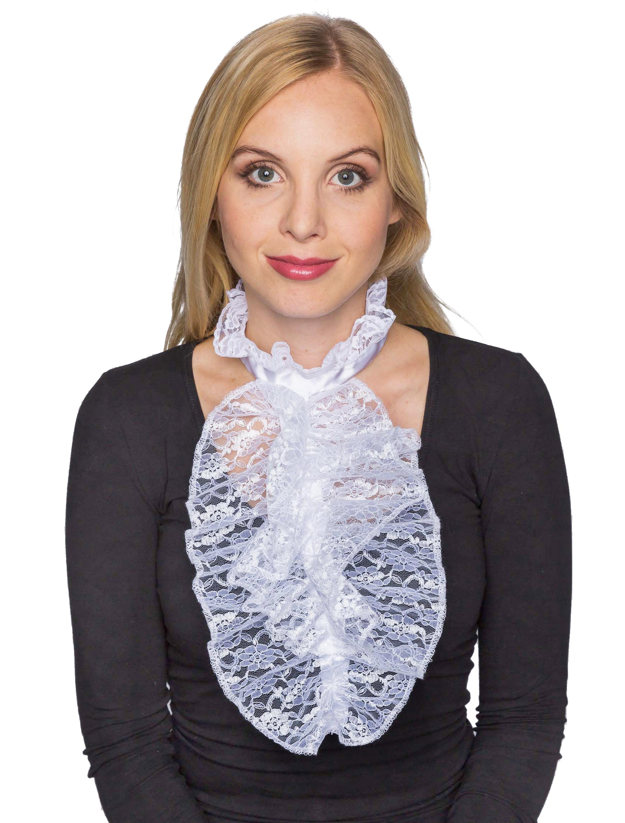 Kostümzubehör Jabot mit Spitze weiß one size