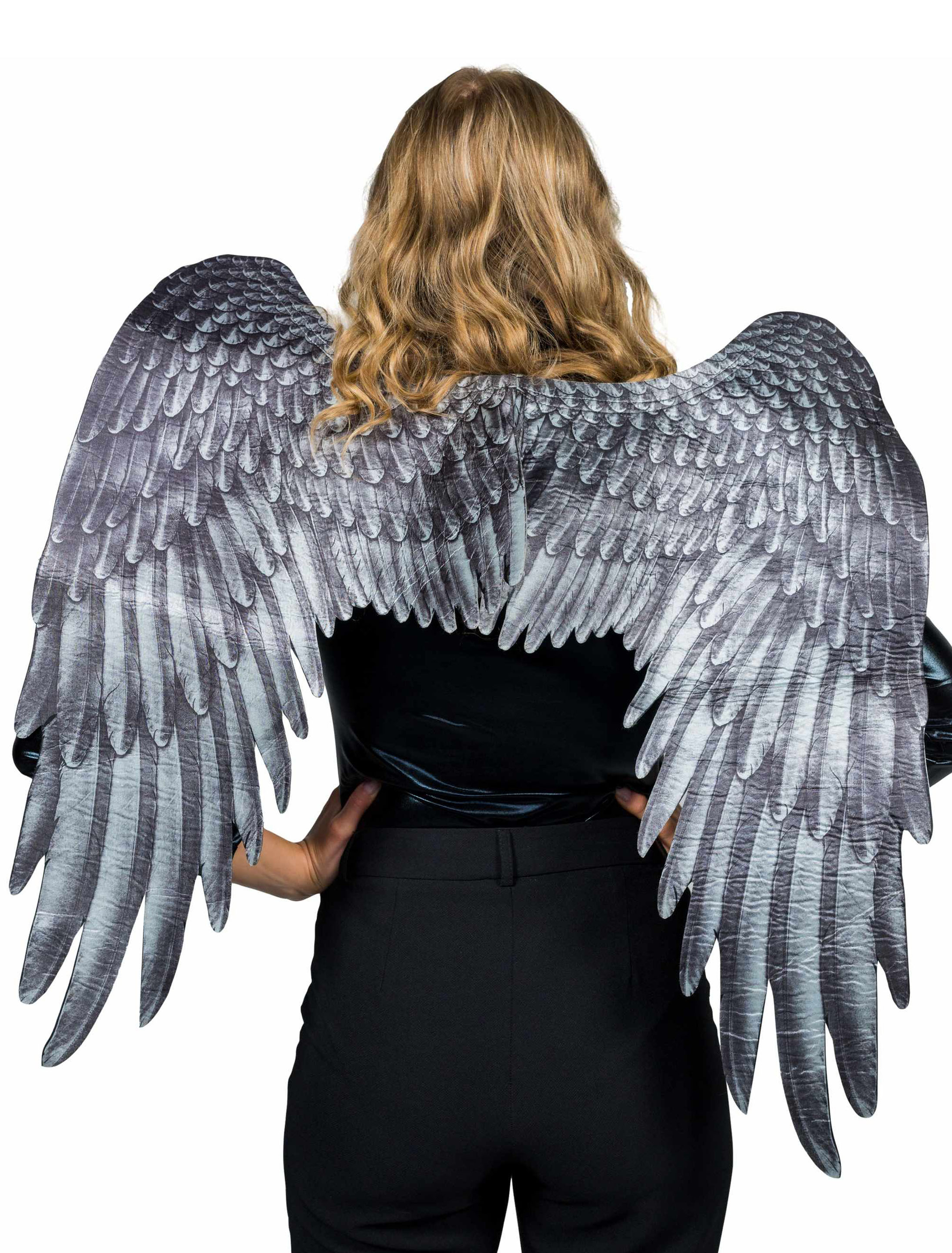 Kostümzubehör Flügel Schwarzer Engel 54 x 72cm schwarz/grau