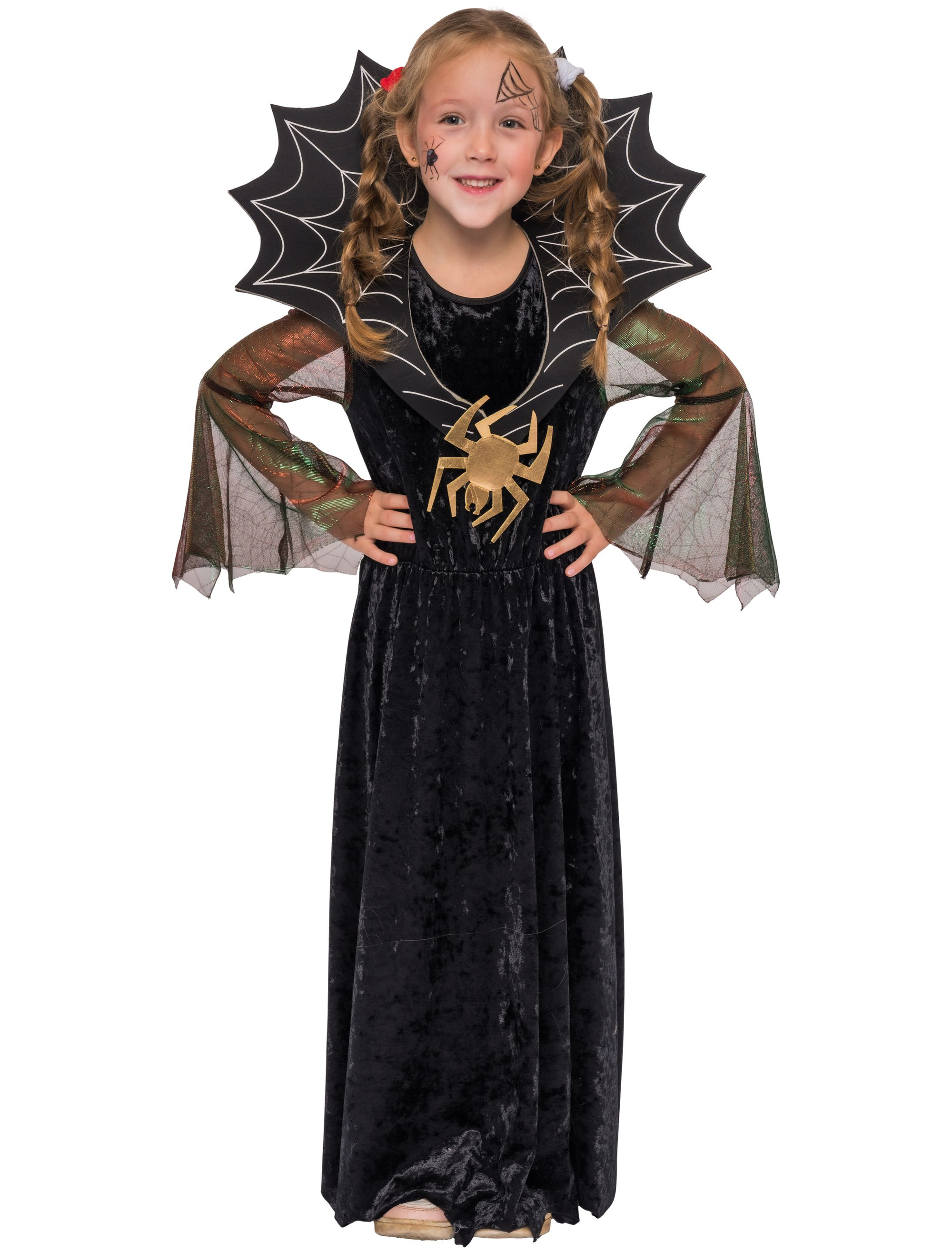 Kleid Spinnenhexe mit Stehkragen schwarz 116/128