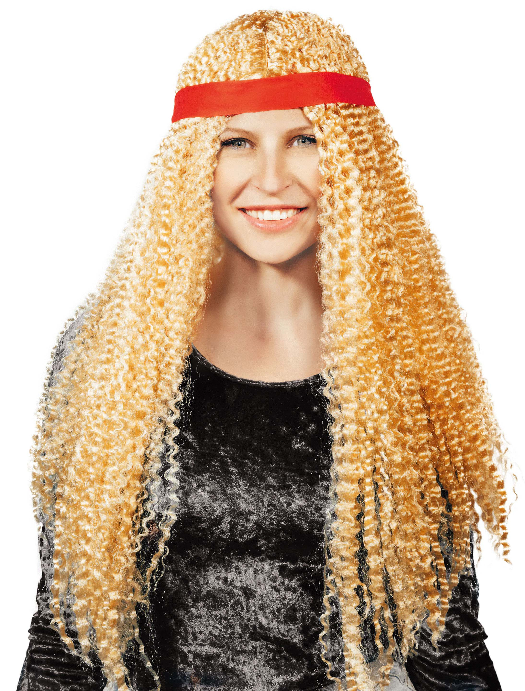 Kostümzubehör Perücke Langhaar wellig mit Stirnband blond