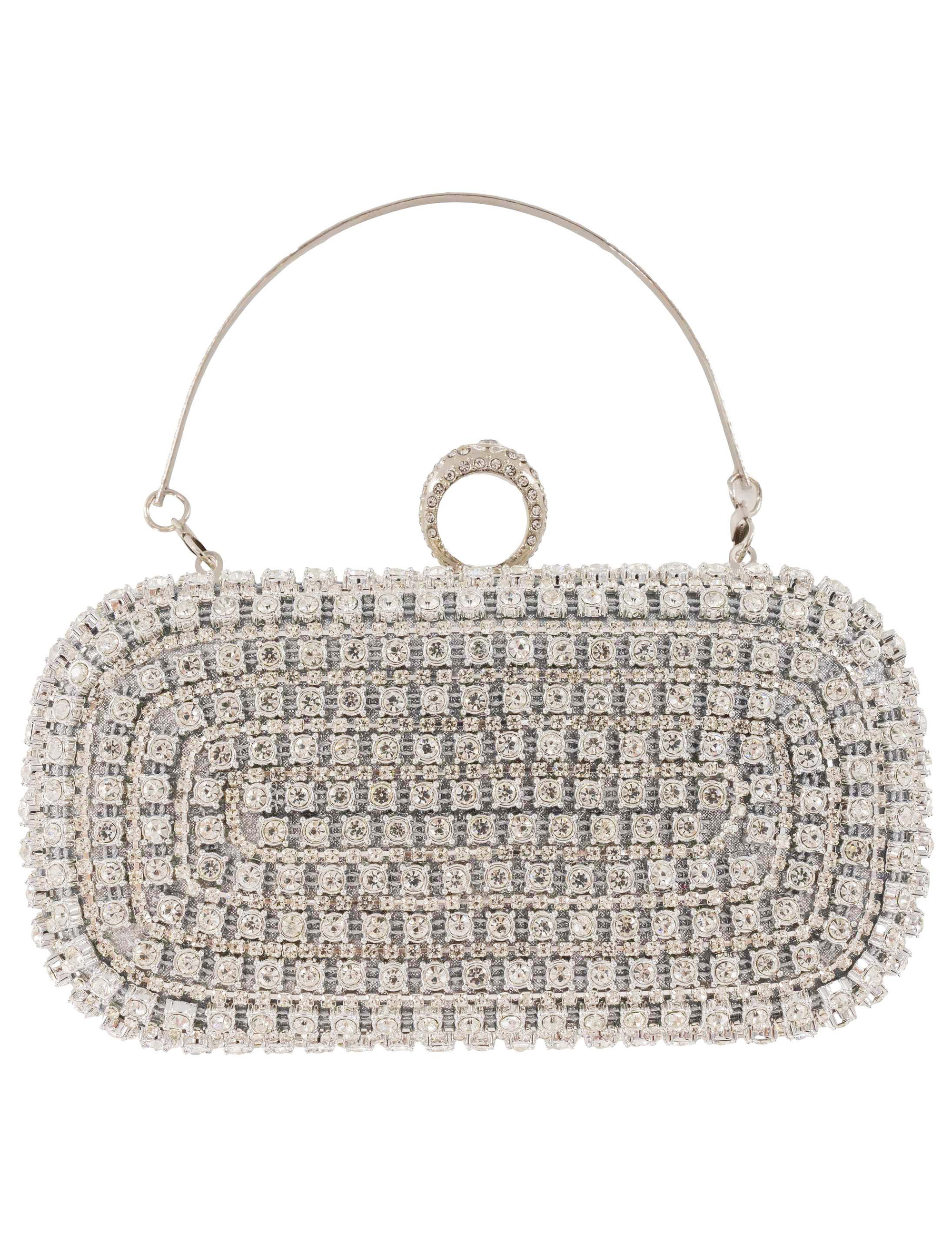 Kostümzubehör Handtasche mit Strasssteinen Damen silber