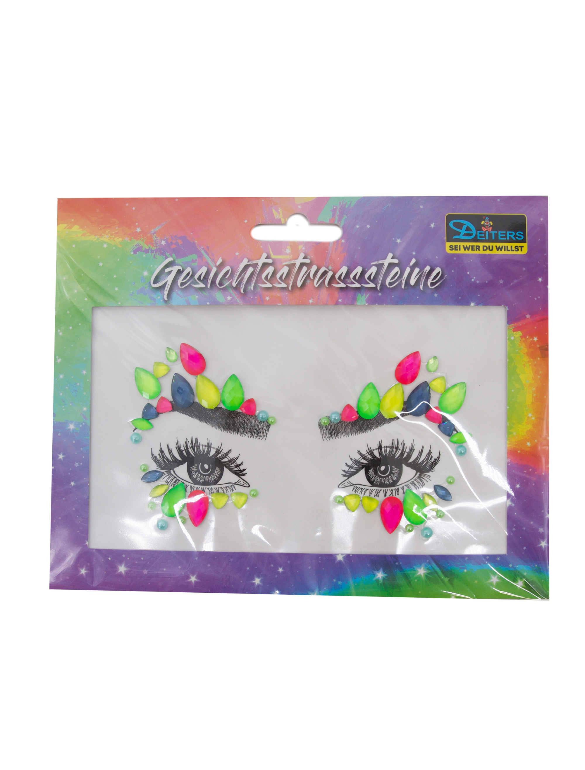 Gesichtsstrasssteine bunt Schminke für Karneval & Fasching Farbe: bunt