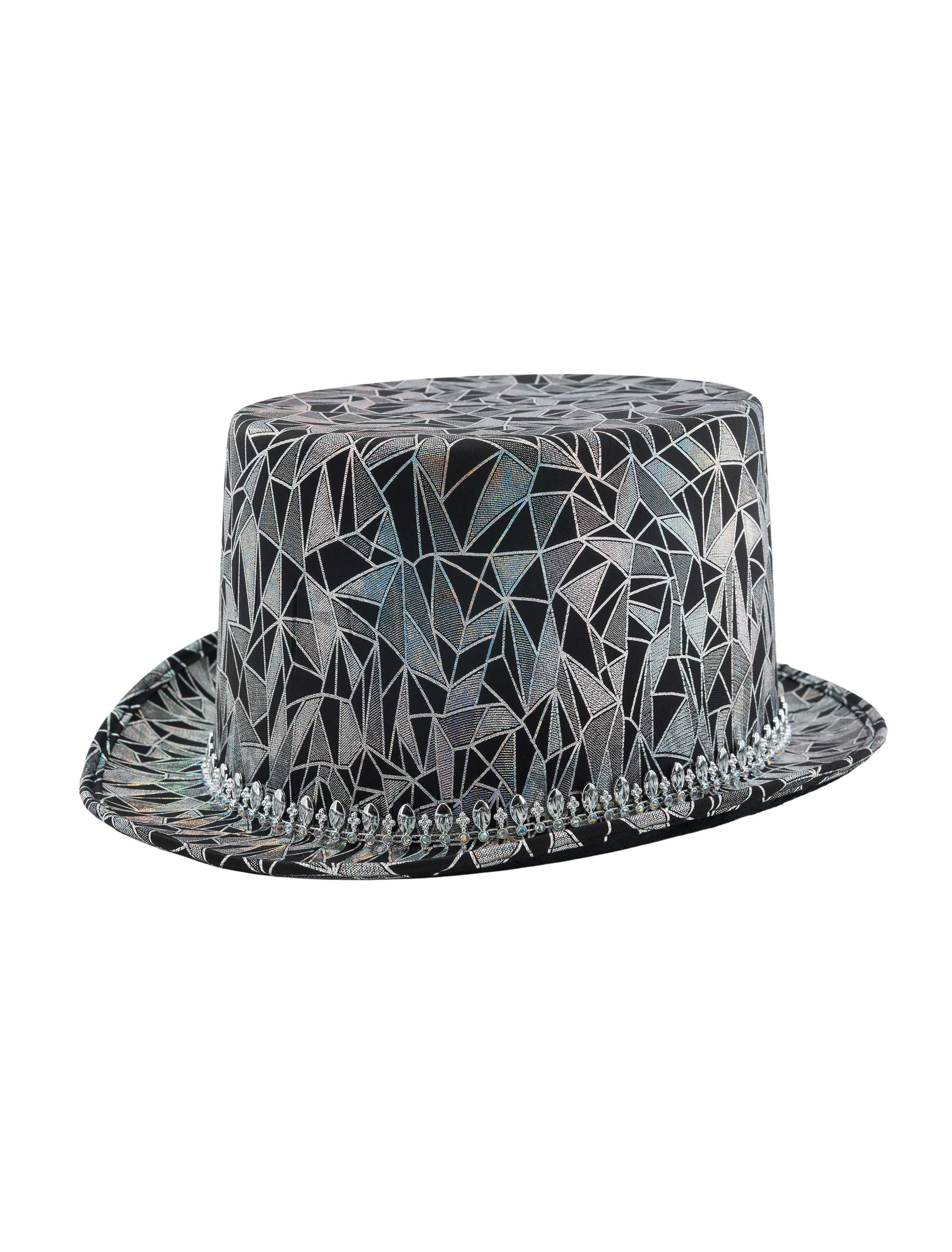Kostümzubehör Zylinder Disco Metallic silber 60
