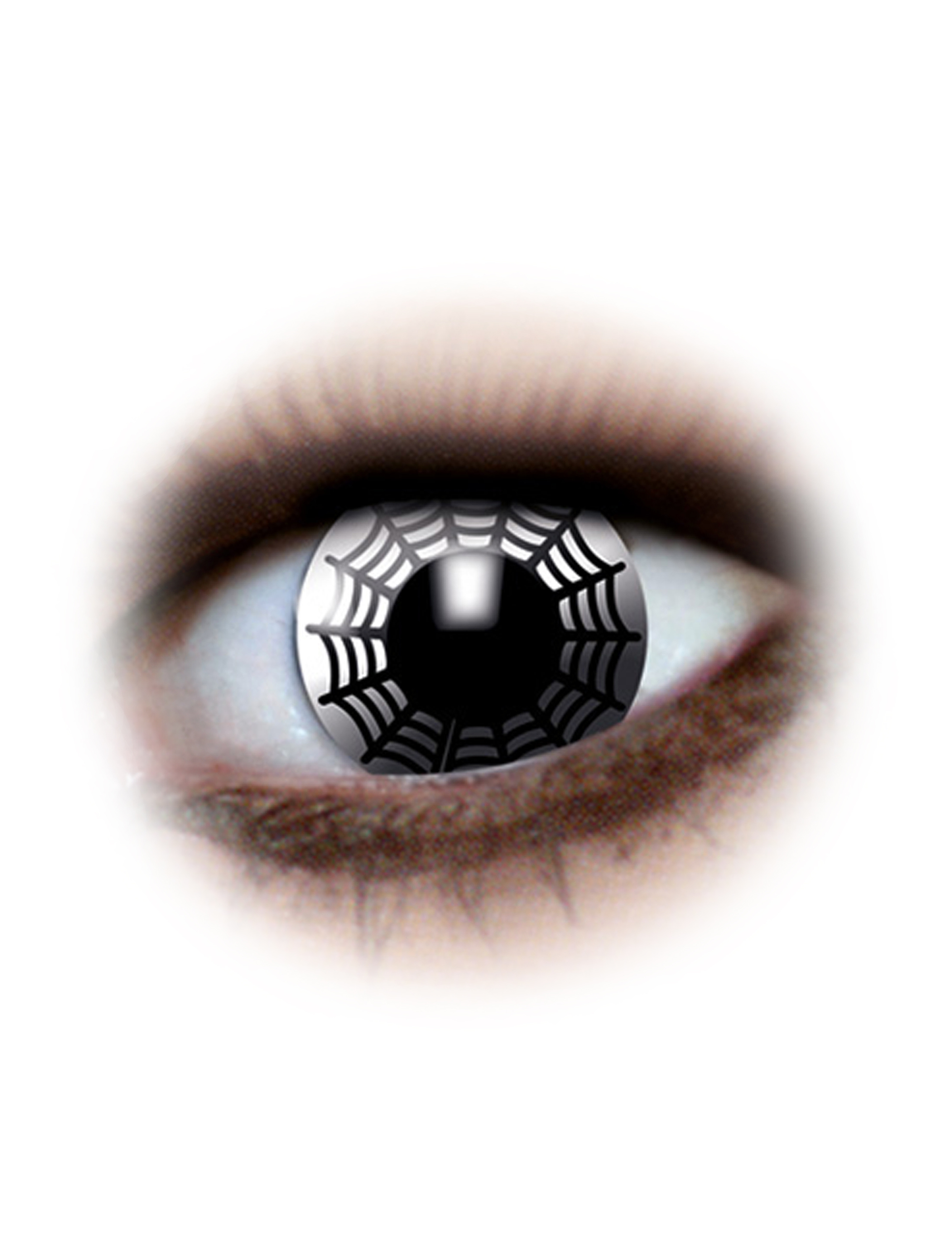 Kostümzubehör Kontaktlinsen White Spider Farbe: schwarz/weiß