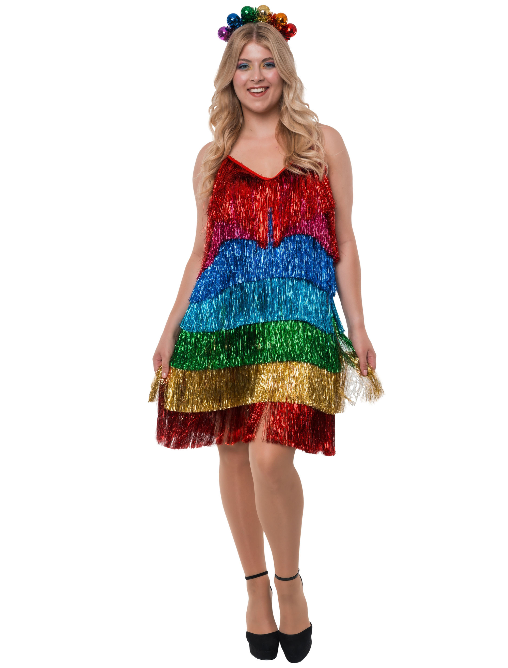Kleid Fransen Damen rainbow S/M