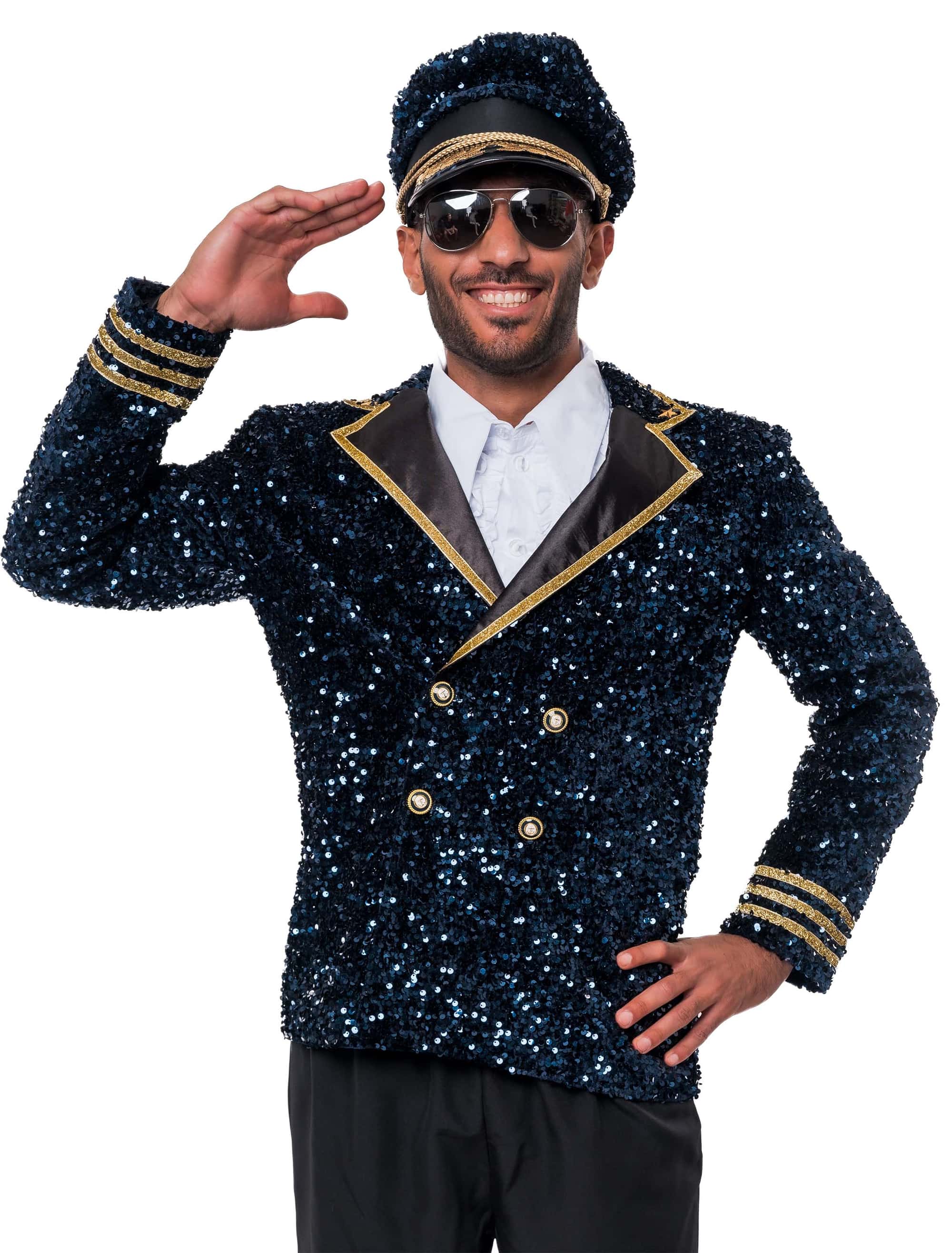Jacke Kapitän Pailletten Herren blau 4XL