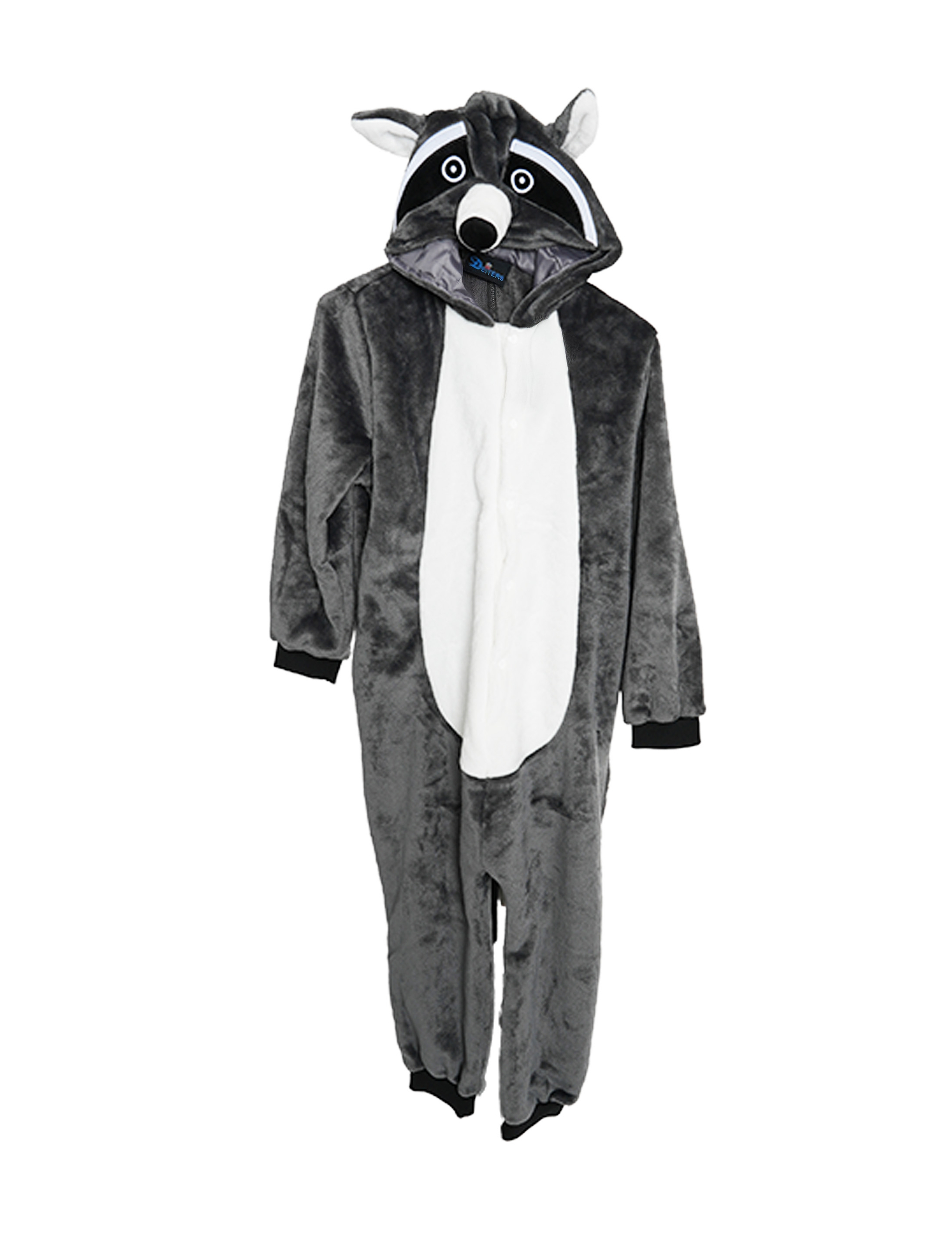 Overall Plüsch Waschbär Kinder schwarz/weiß 140/164