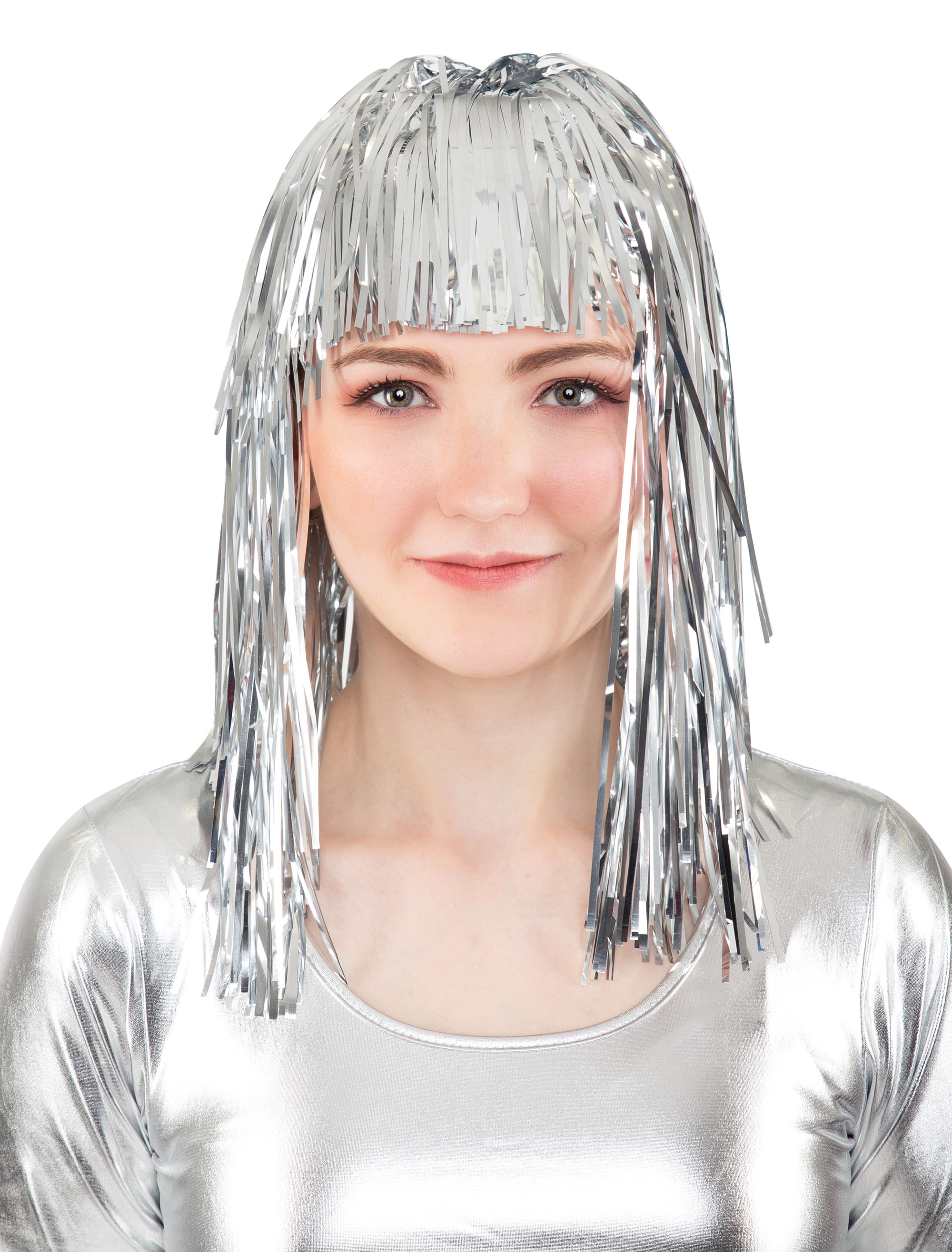 Kostümzubehör Perücke Lametta Metallic silber one size