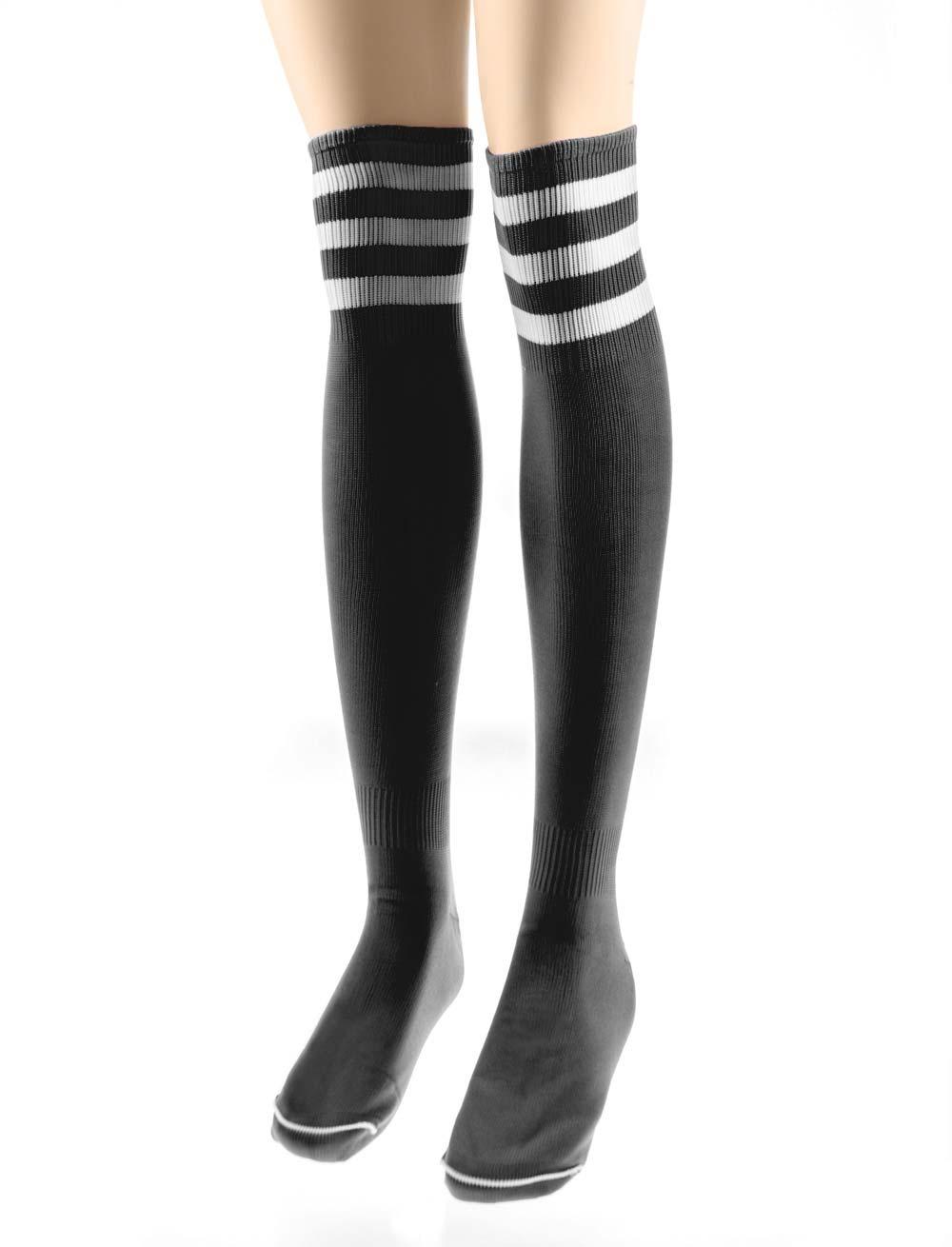 Kostümzubehör Overknees schwarz mit weißen Streifen