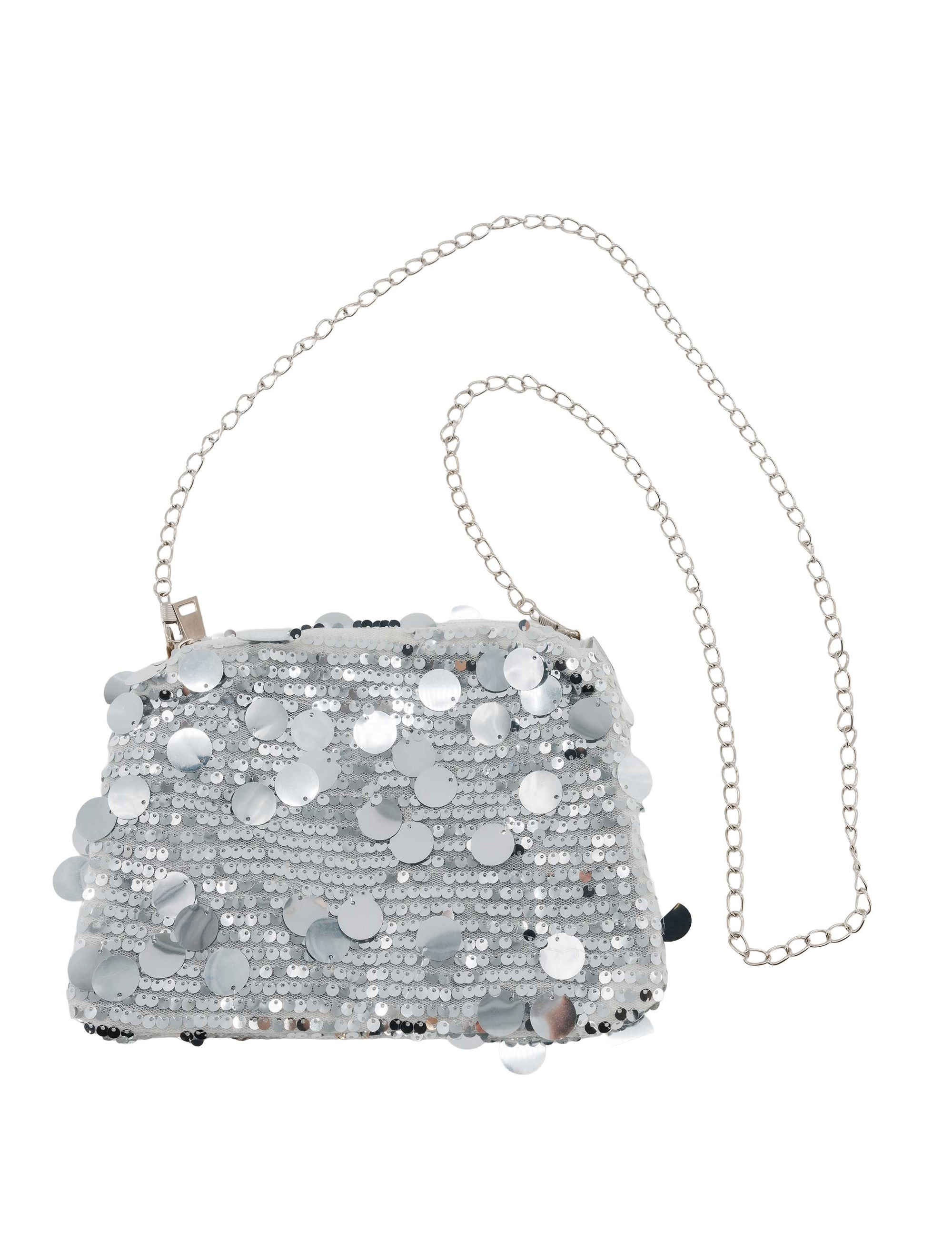 Kostümzubehör Tasche Pailletten silber
