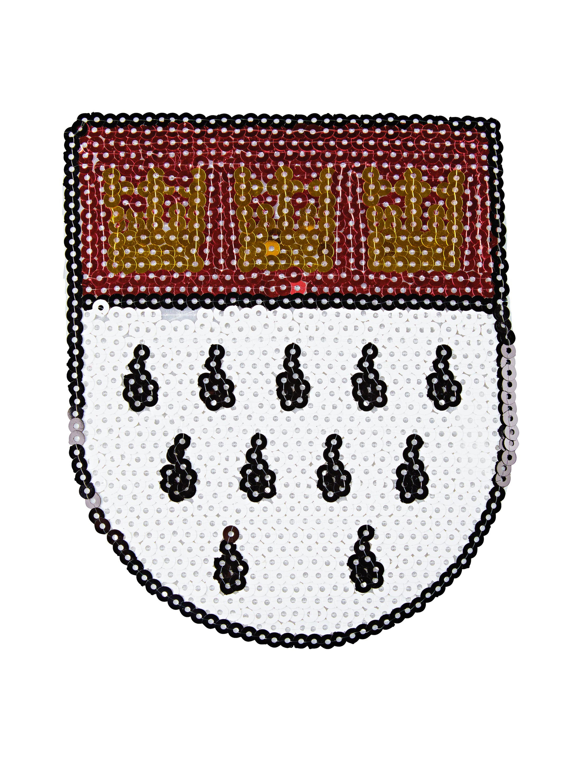 Kostümzubehör Aufnäher Kölner Wappen Pailletten groß Farbe: rot/weiß