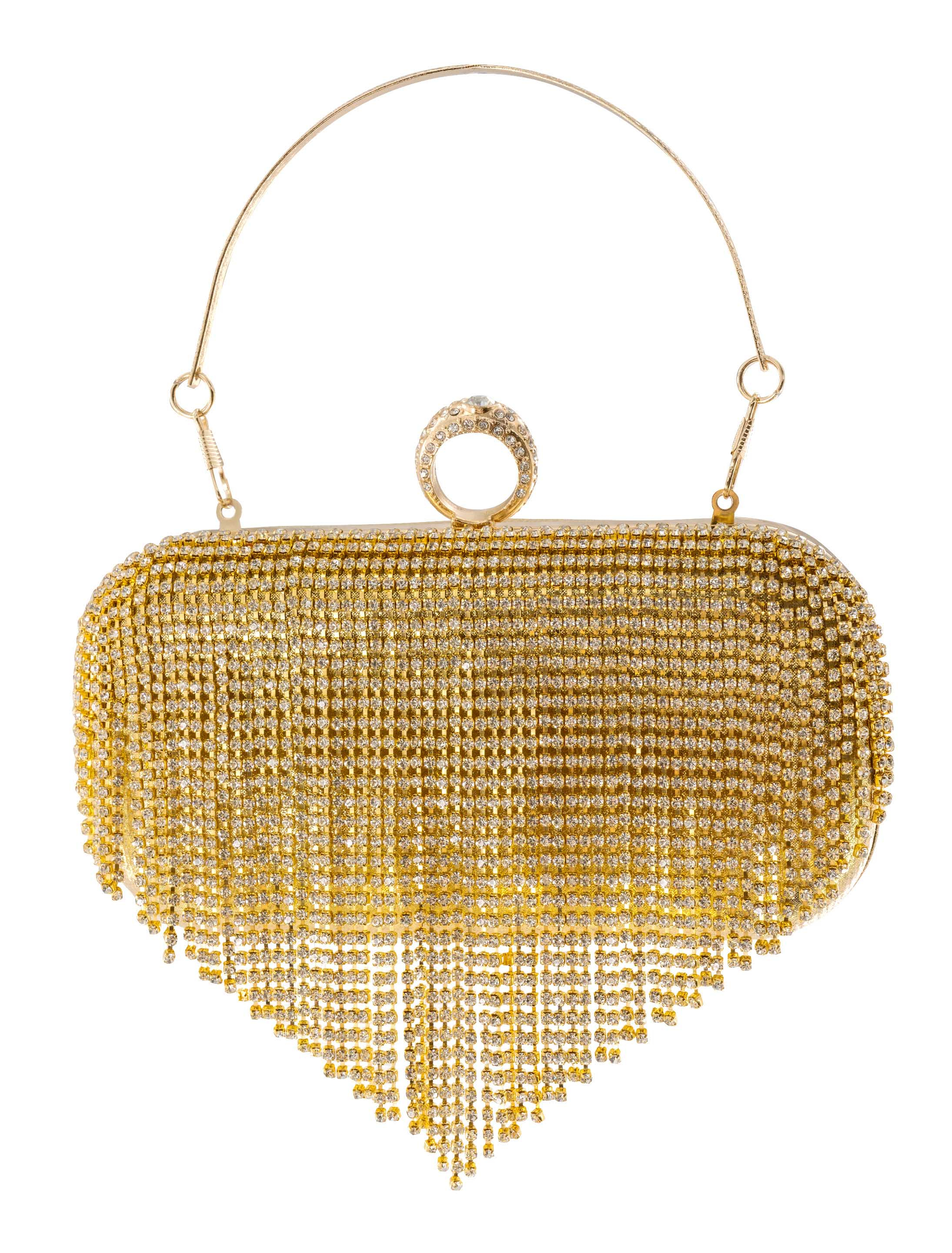 Kostümzubehör Handtasche mit Strasssteinen Damen gold