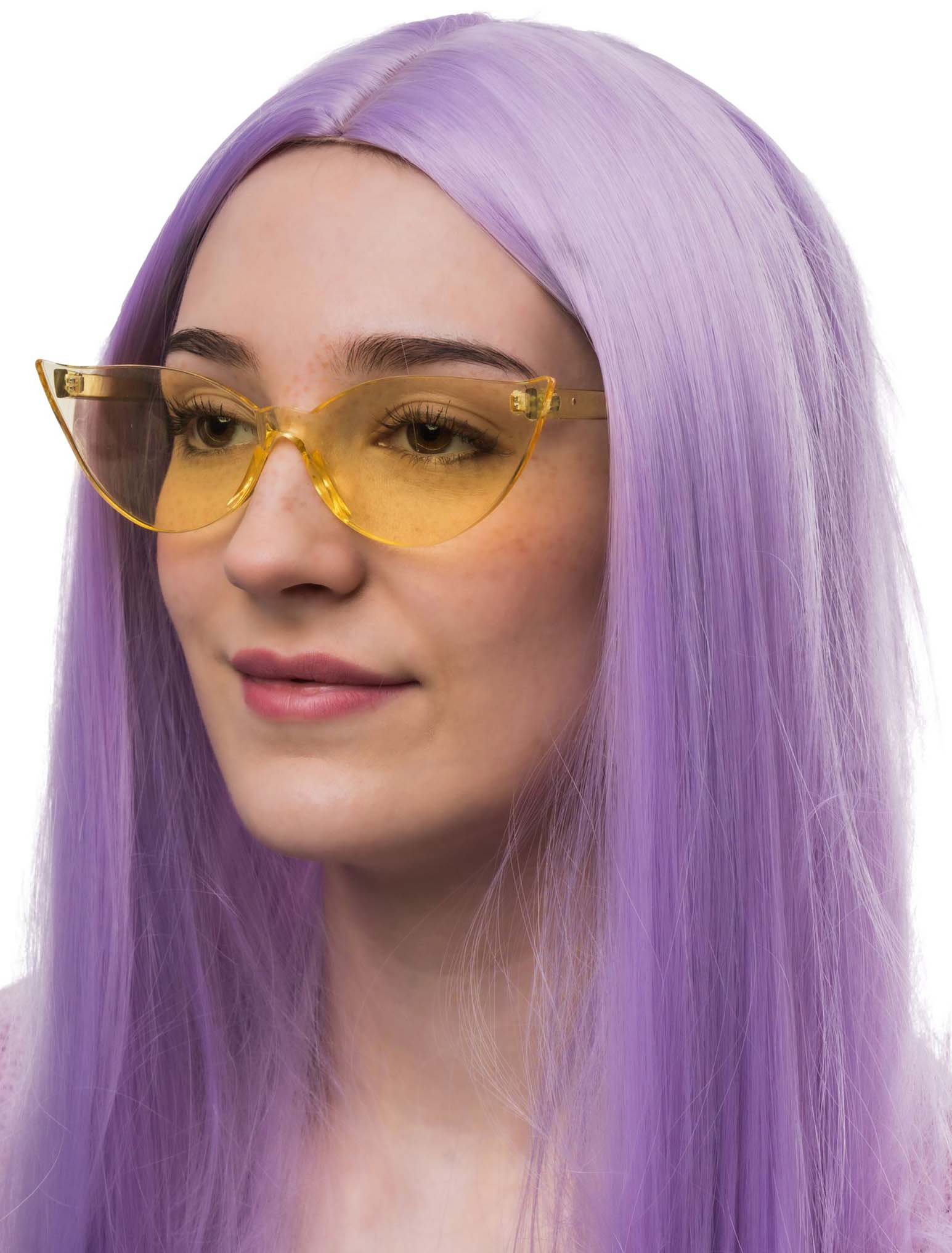Kostümzubehör Brille Cat Eye transparent gelb