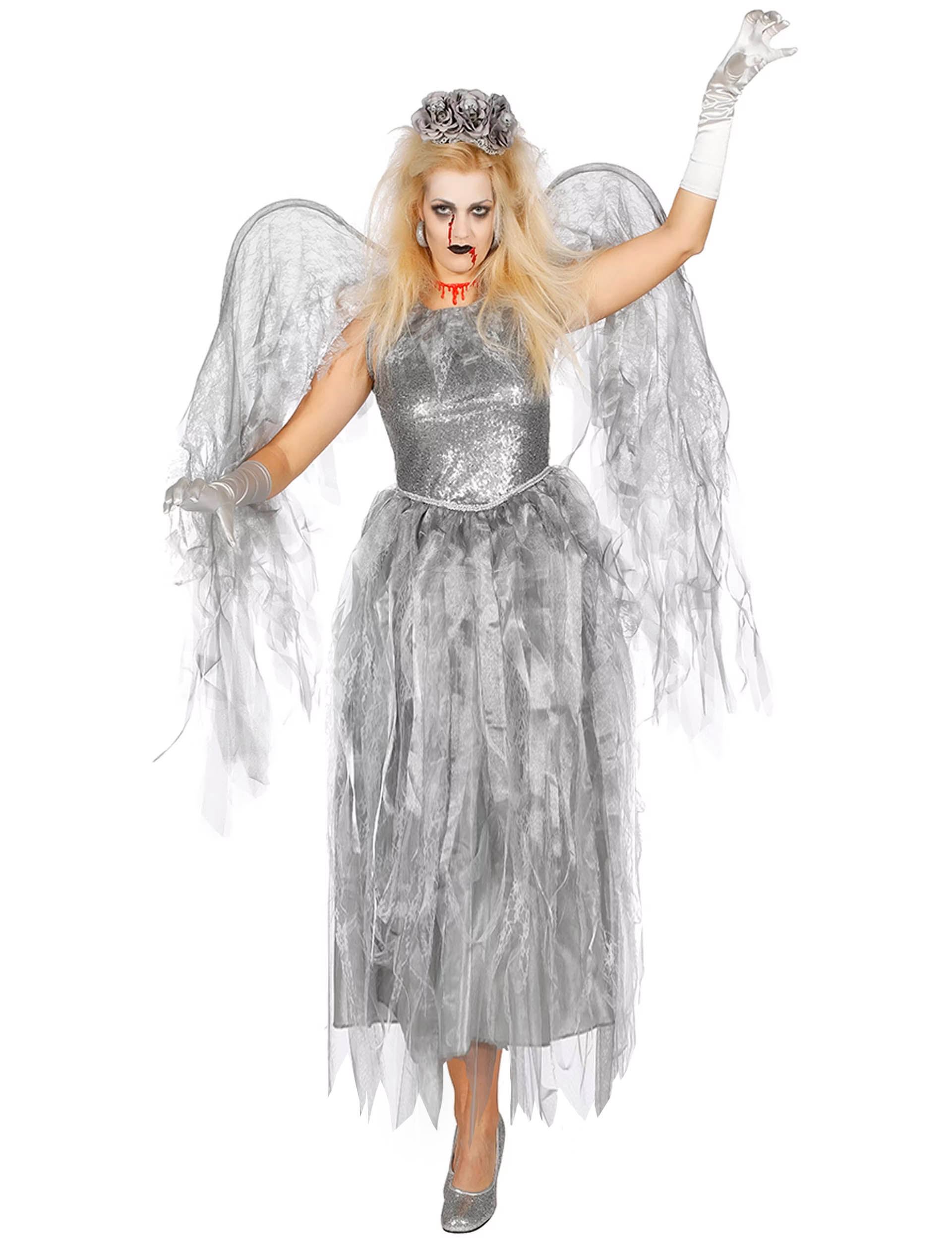Kleid Engel 2-tlg. Damen silber 48