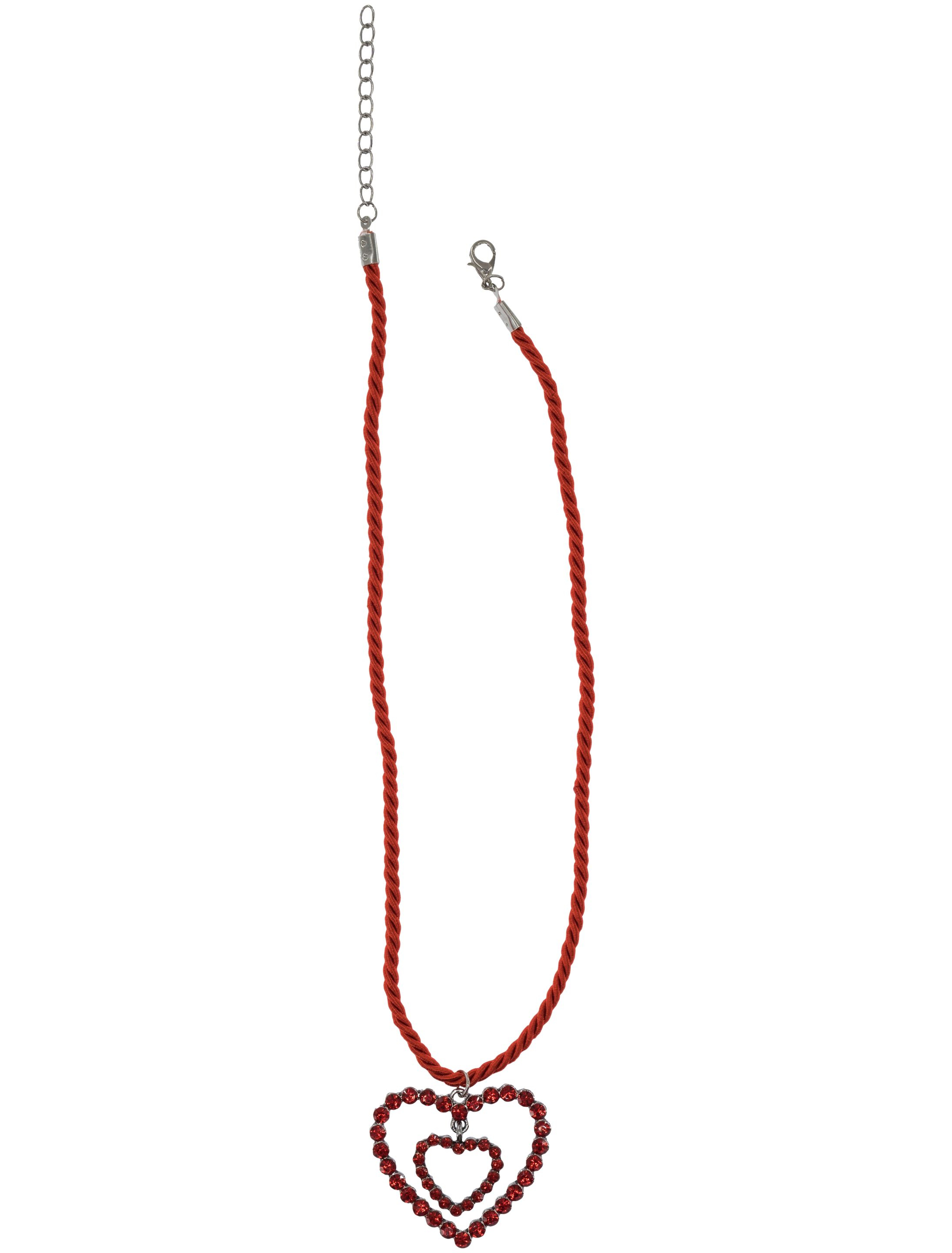 Kostümzubehör Halskette mit Herzen Strass Damen rot