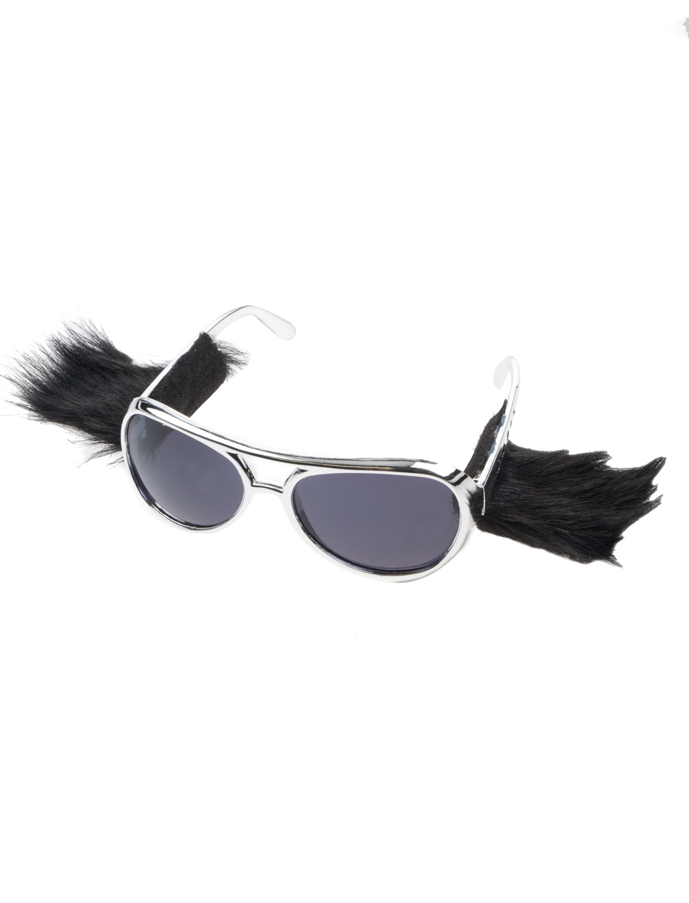 Kostümzubehör Brille Rockstar mit Koteletten silber