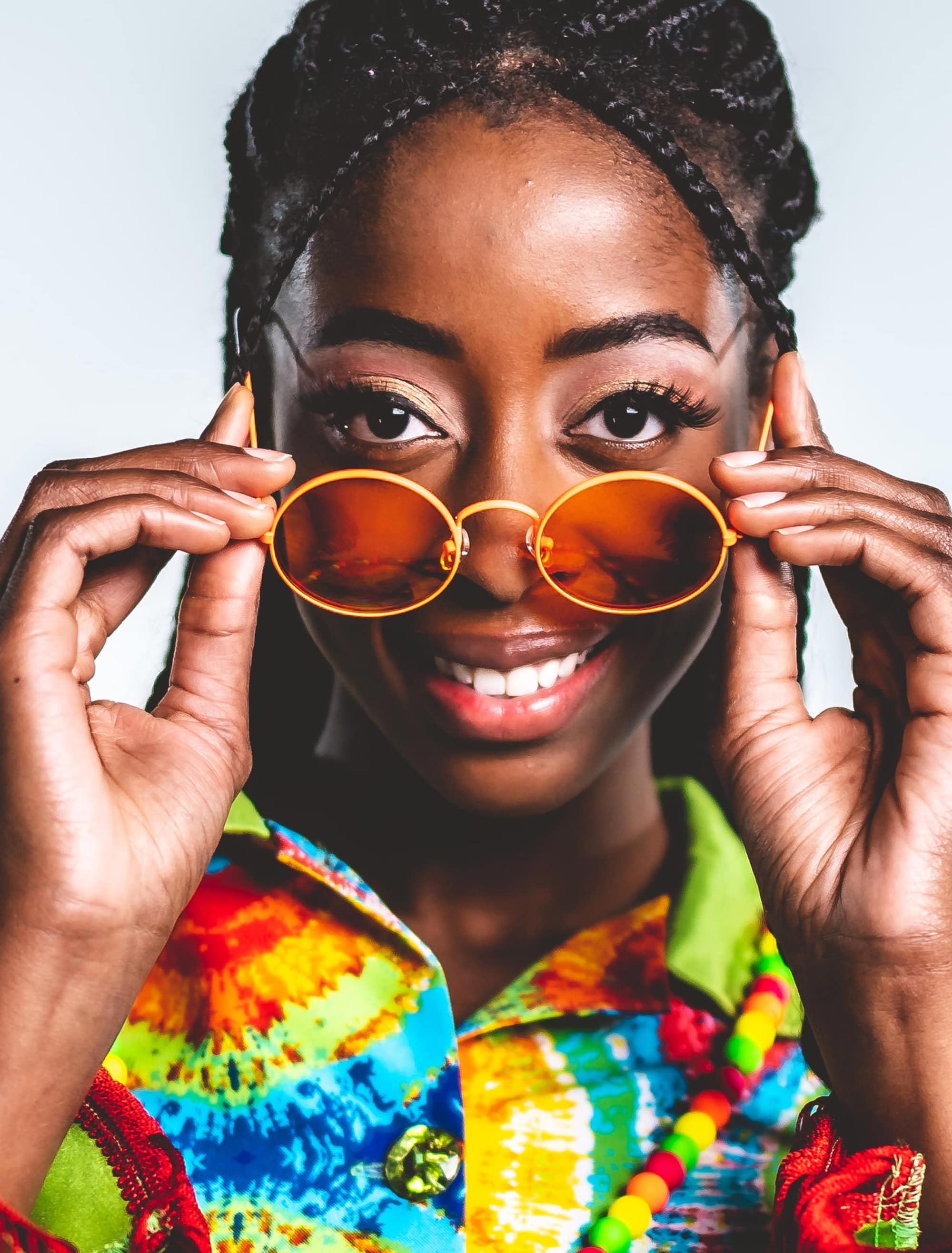 Kostümzubehör Brille rund orange