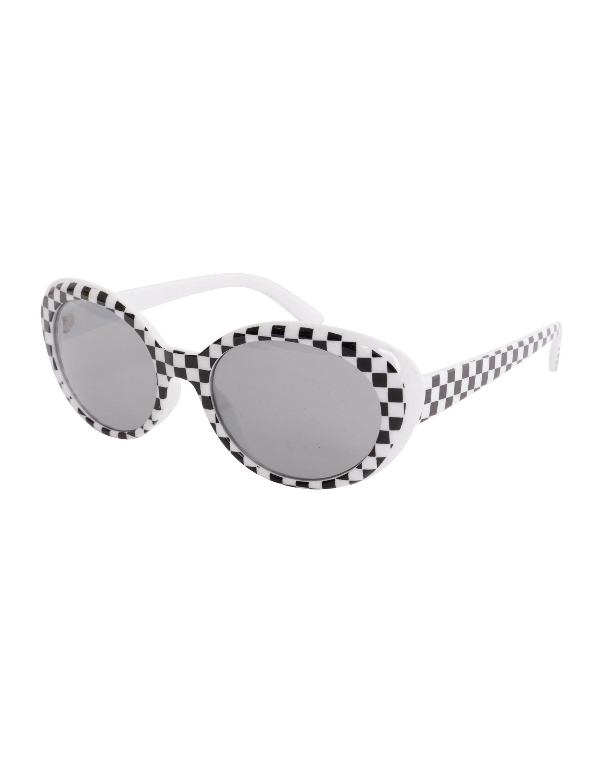 Kostümzubehör Brille schwarz/weiß kariert