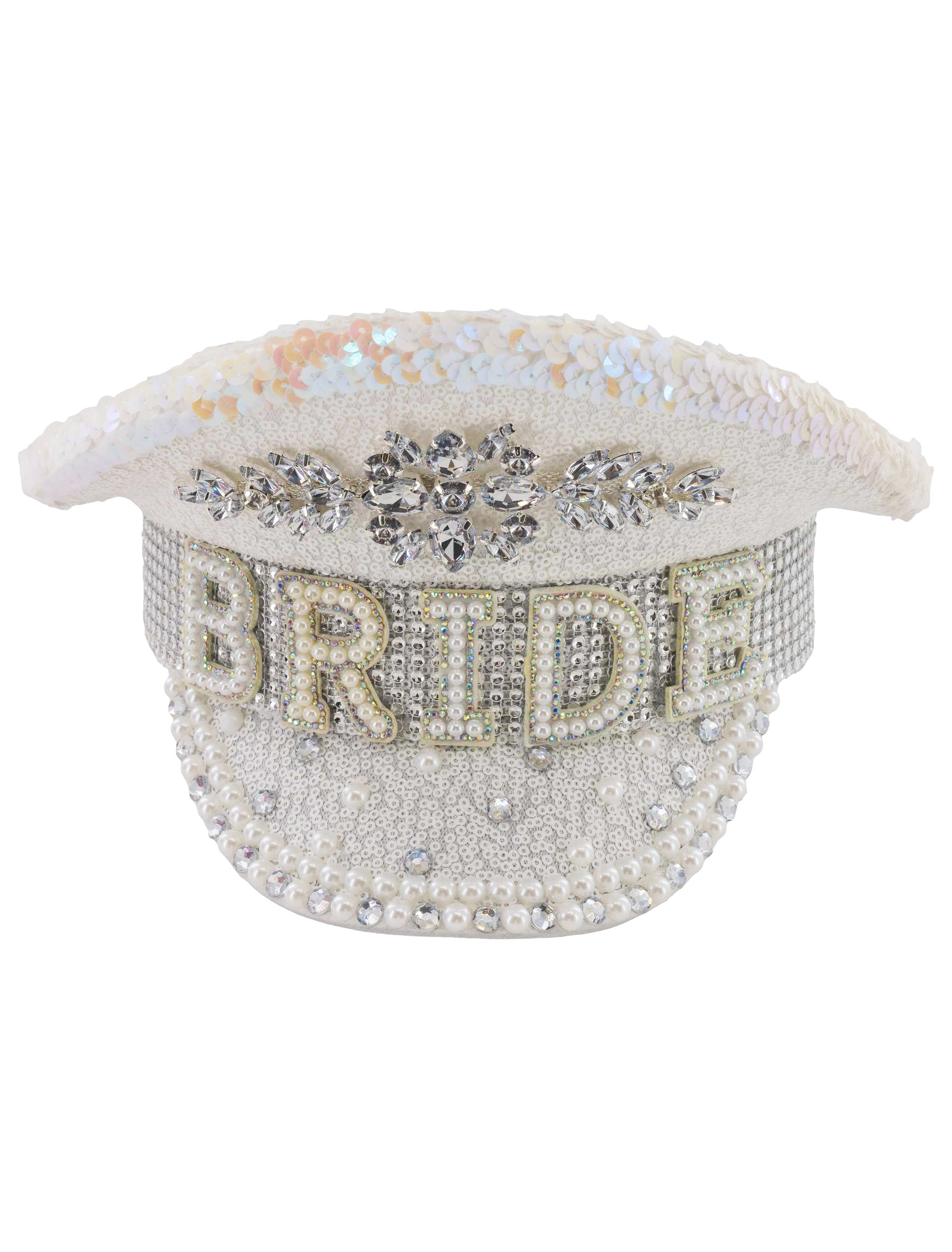 Kostümzubehör Kappe Pailletten Bride weiß one size
