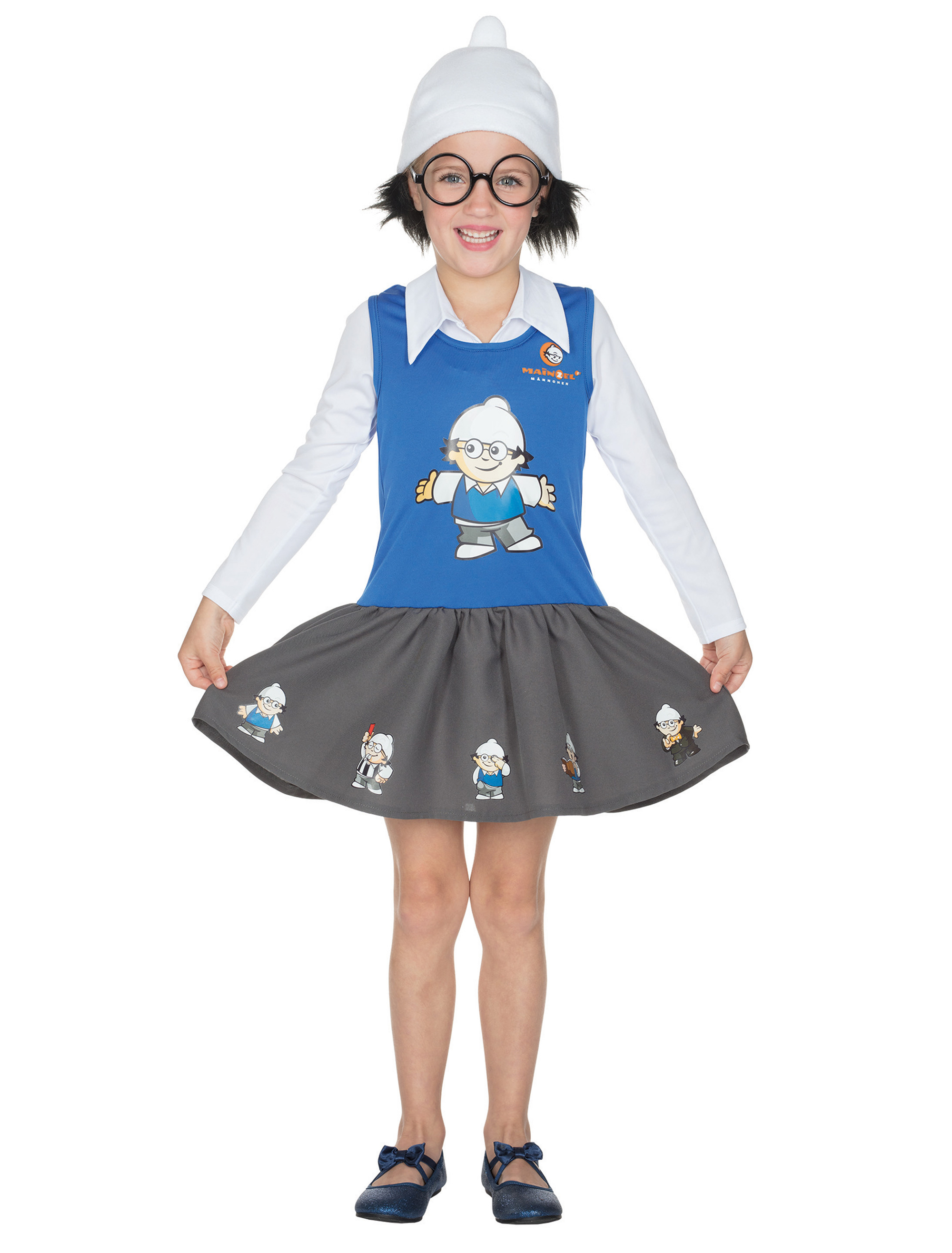 Mainzelmädchen Det Kinder blau/weiß 3-tlg. weiß/blau 140