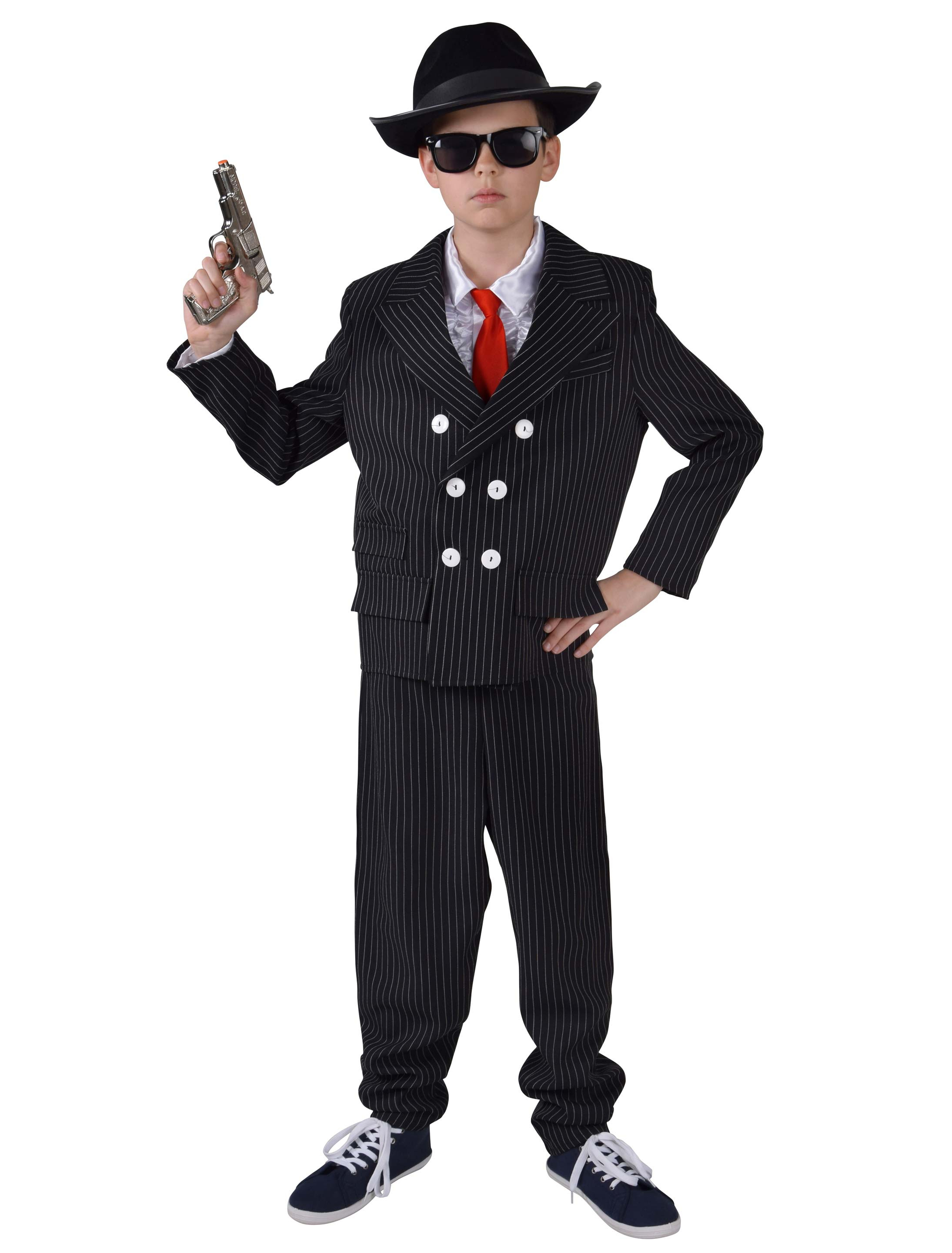 Anzug Gangster Kinder 2-tlg. Jungen schwarz 140