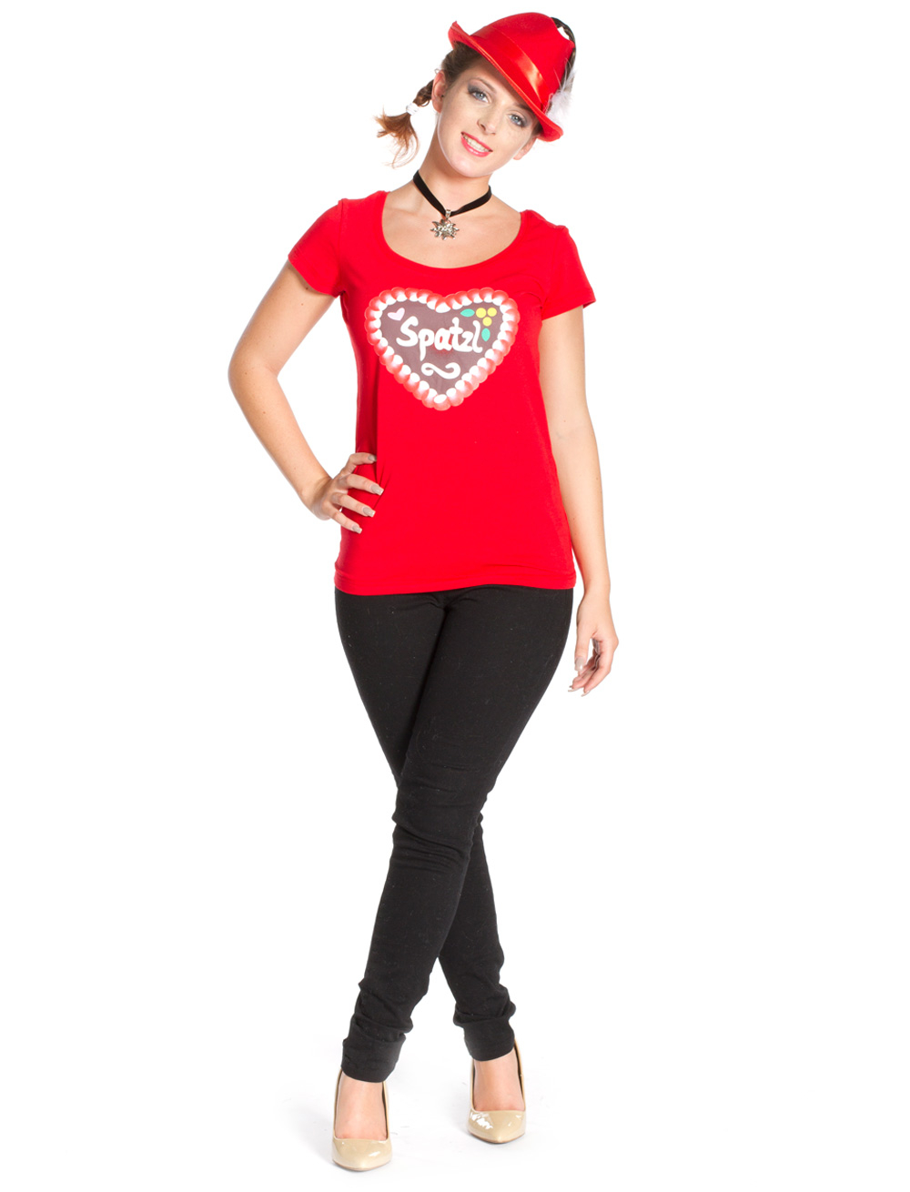 T-Shirt Spatzl Damen Damen rot L