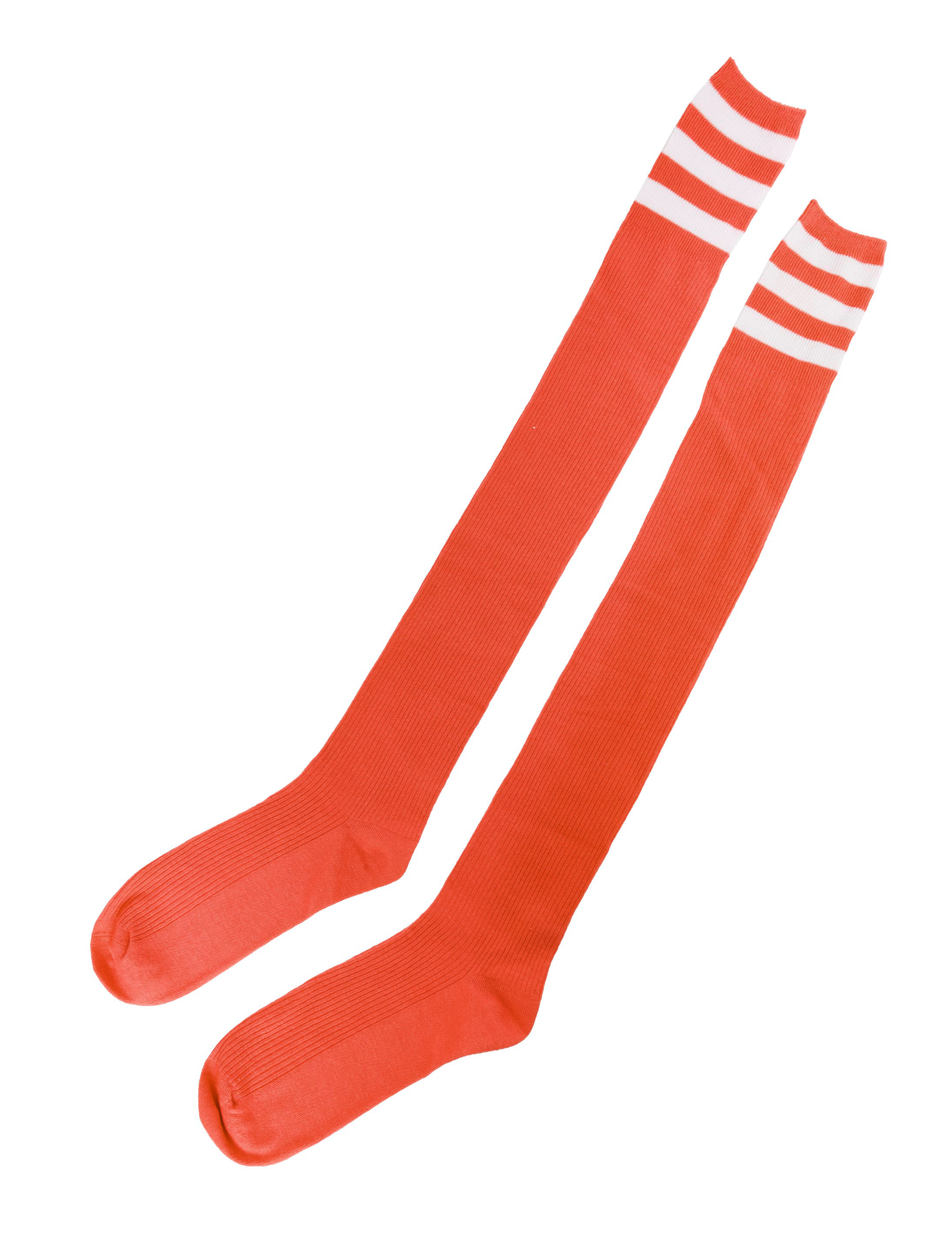 Kostümzubehör Kniestrümpfe mit Streifen rot/weiß one size