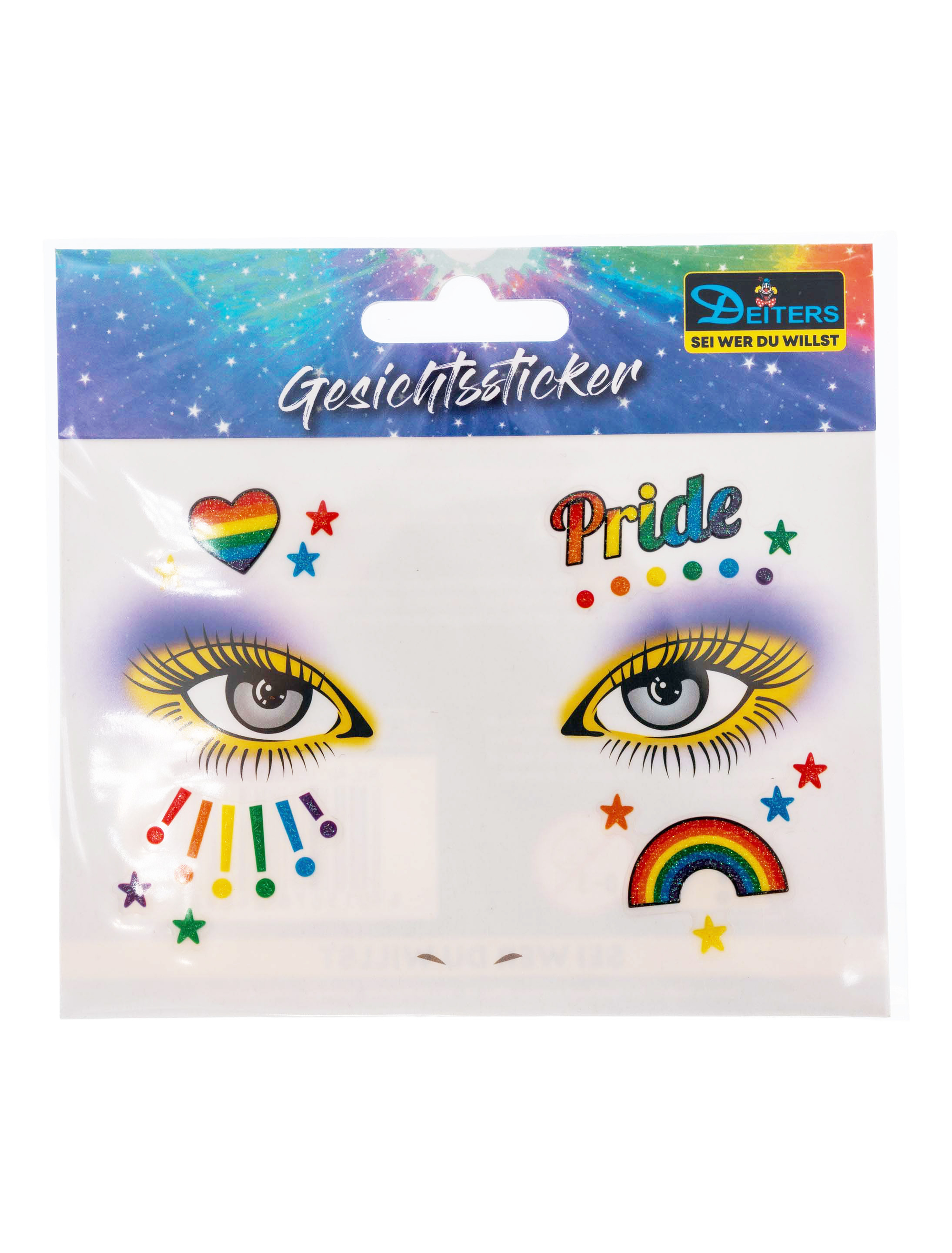 Kostümzubehör Gesichtstattoo Regenbogen rainbow