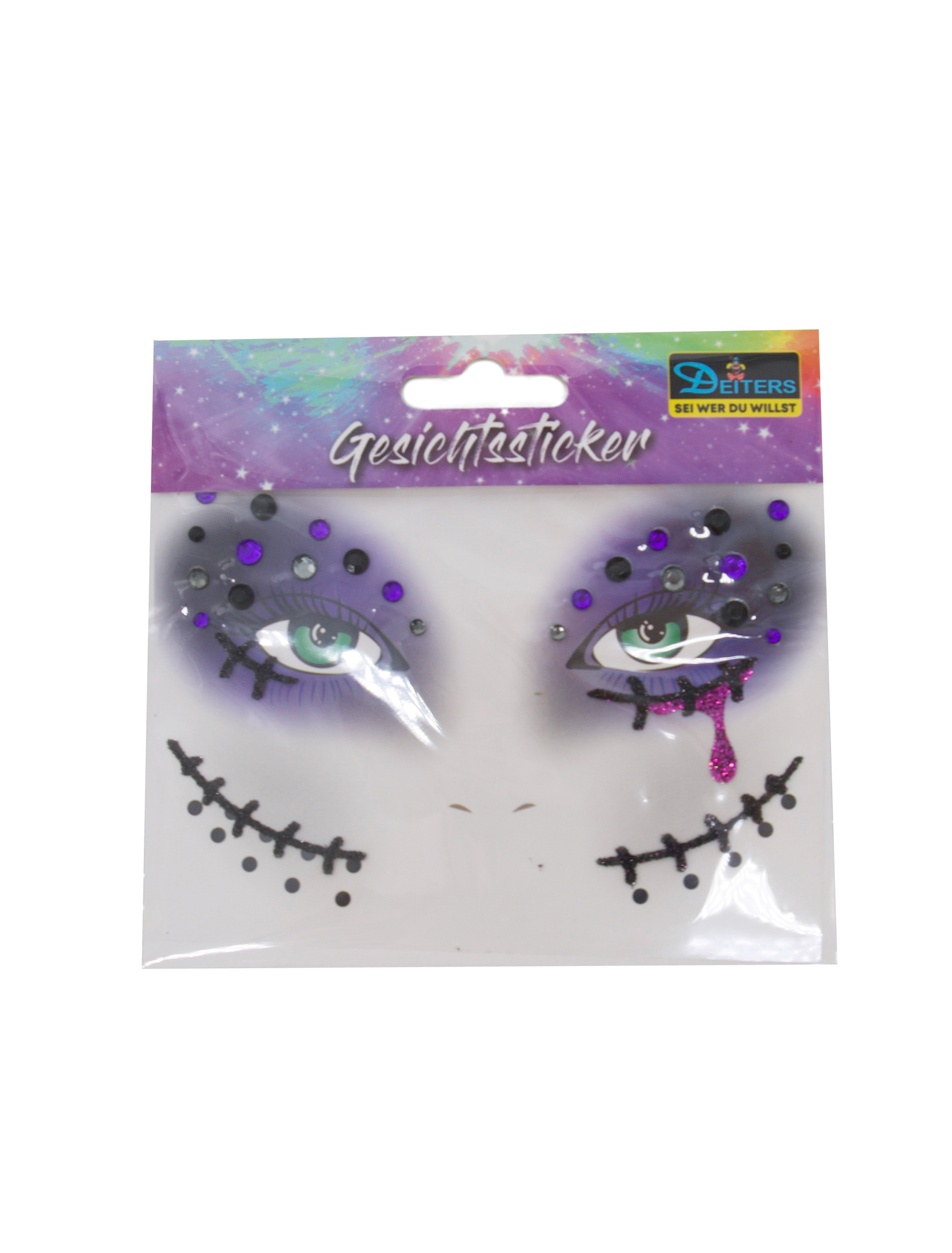 Gesichtssticker Voodoo schwarz/lila Schminke für Karneval & Fasching