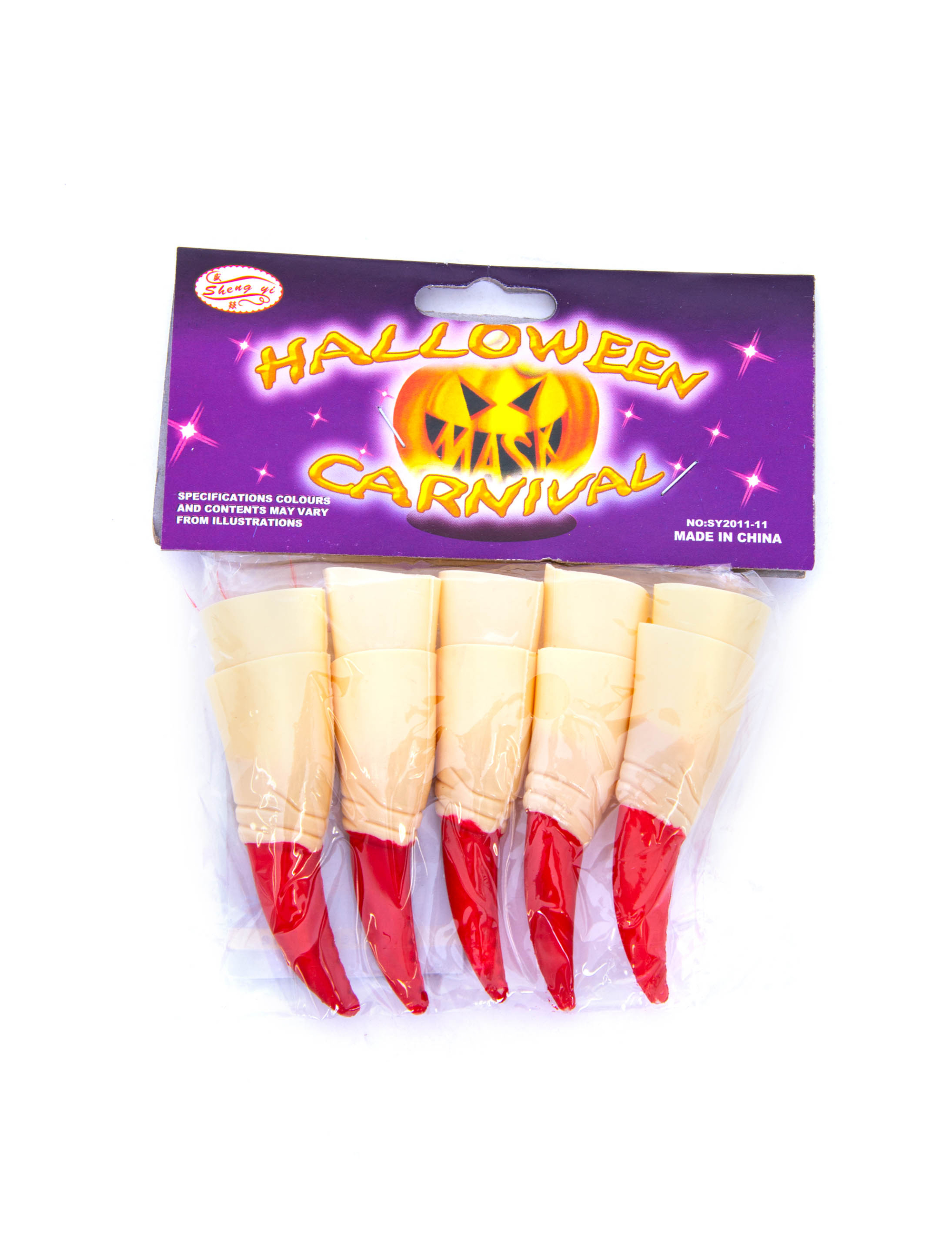 Fingerspitzen mit langen Nägeln rot Schminke für Karneval & Fasching