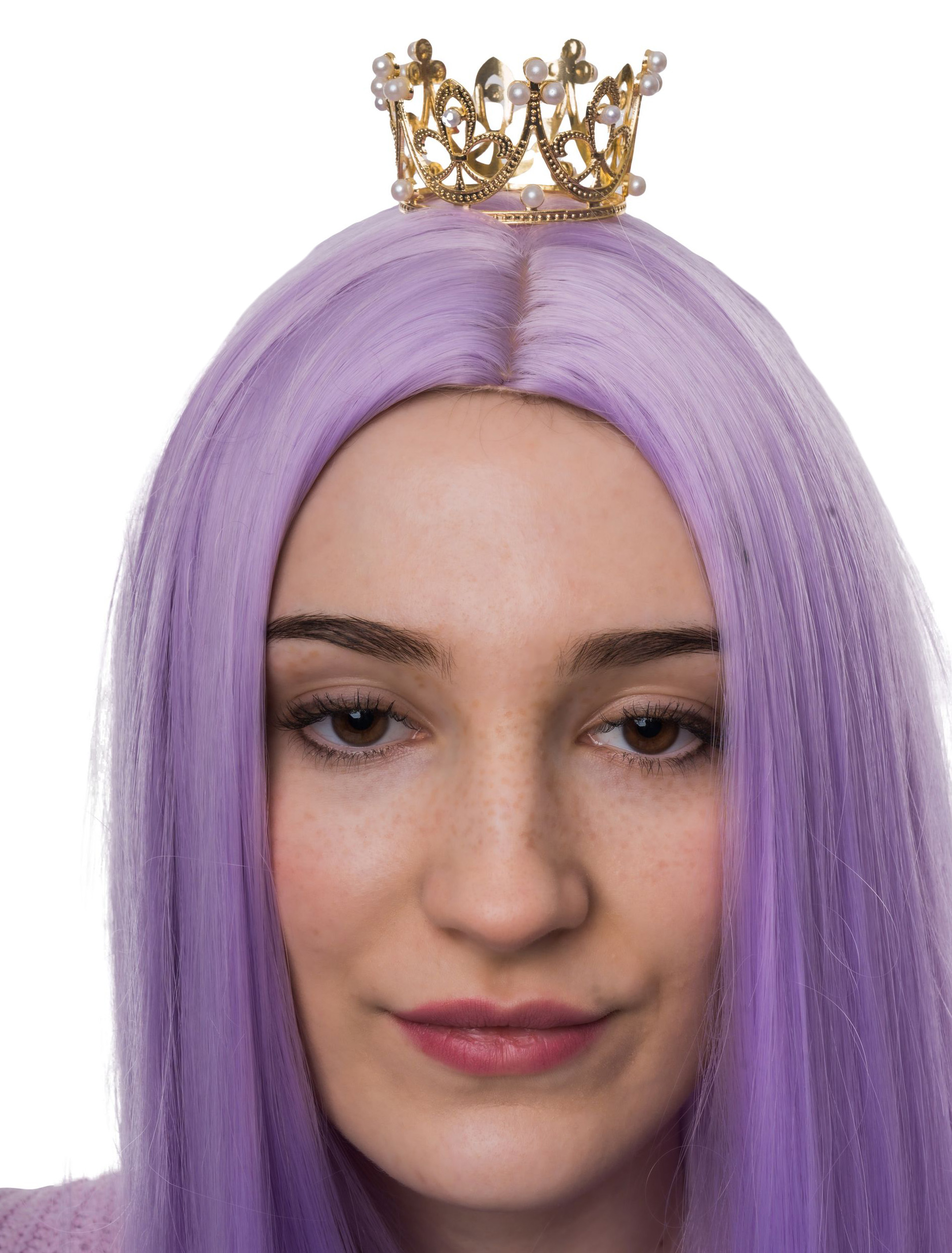 Kostümzubehör Mini Krone mit Perlen Damen gold