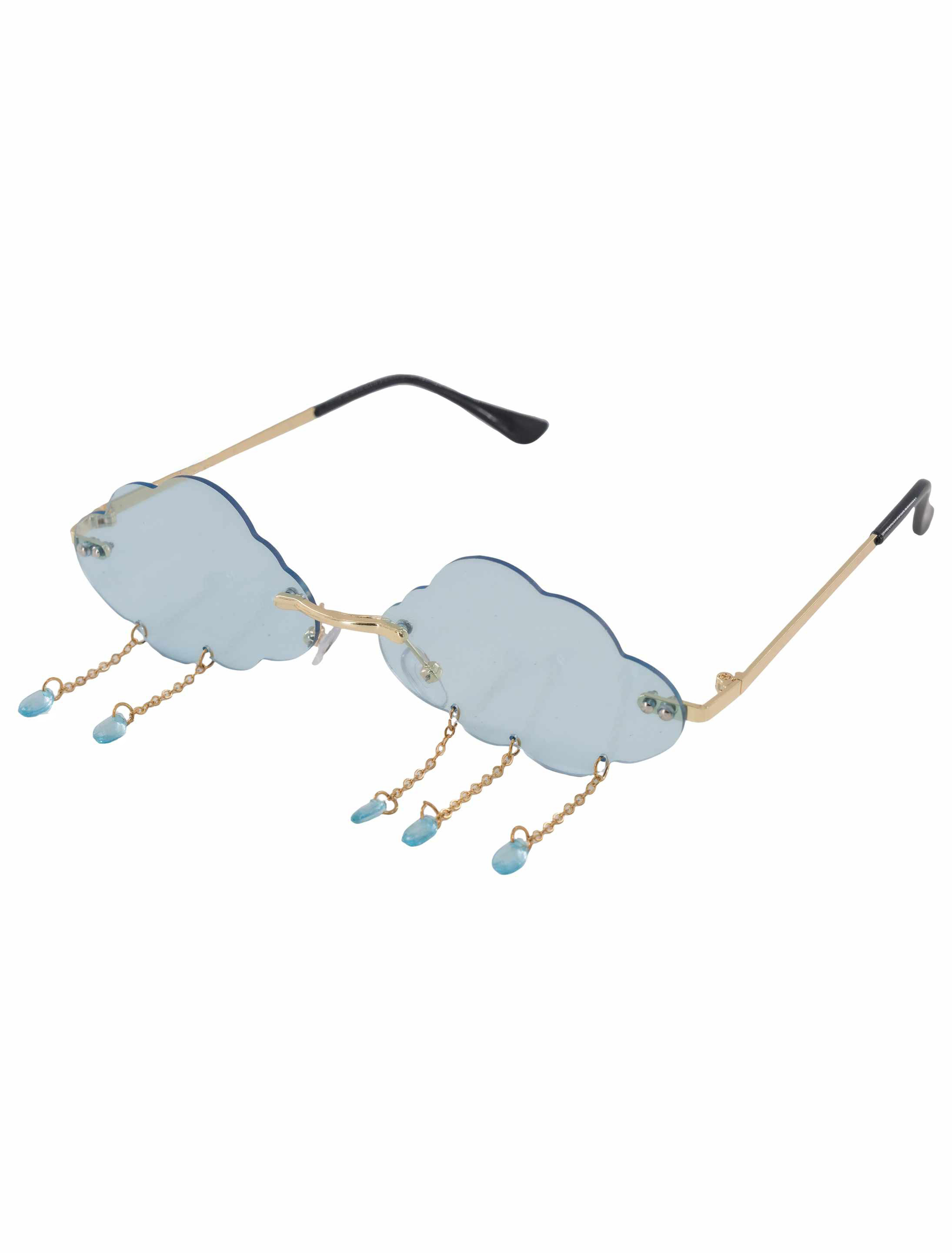 Kostümzubehör Brille Wolken mit Regentropfen hellblau