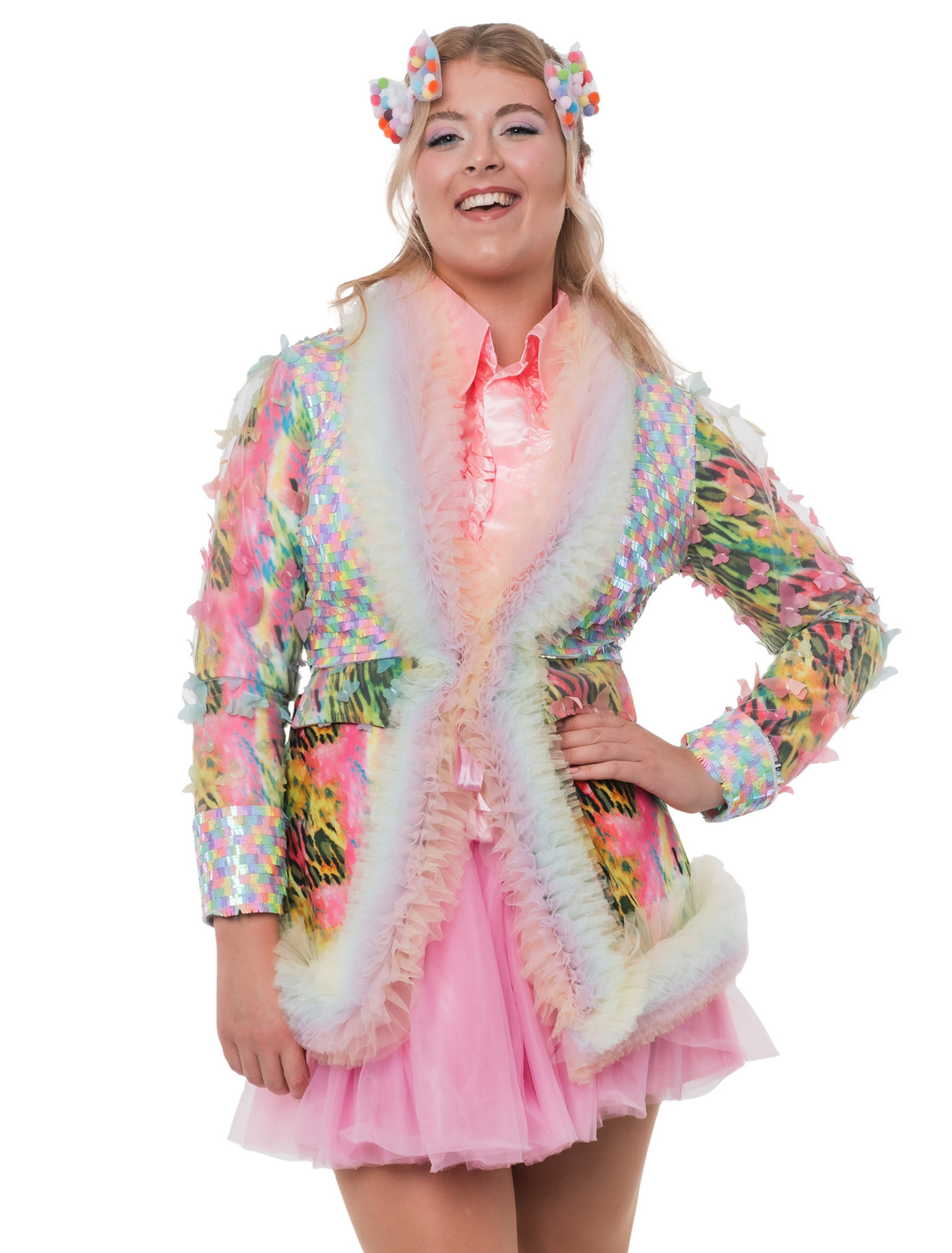 Jacke Premium Pailletten Schmetterlinge Damen bunt L Farbe: bunt