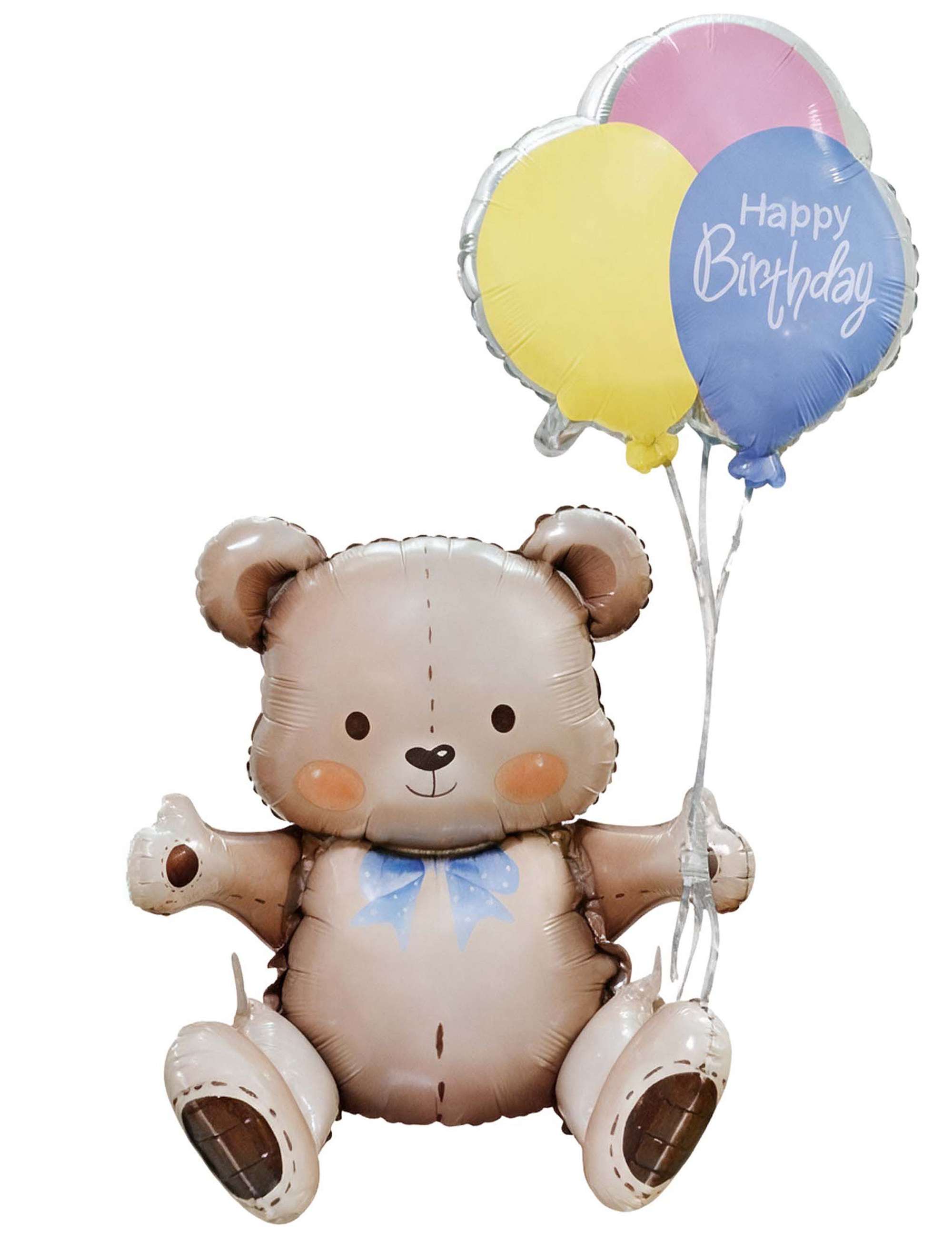 Folienballon Bär mit Ballons 41 x 76 x 31cm beige
