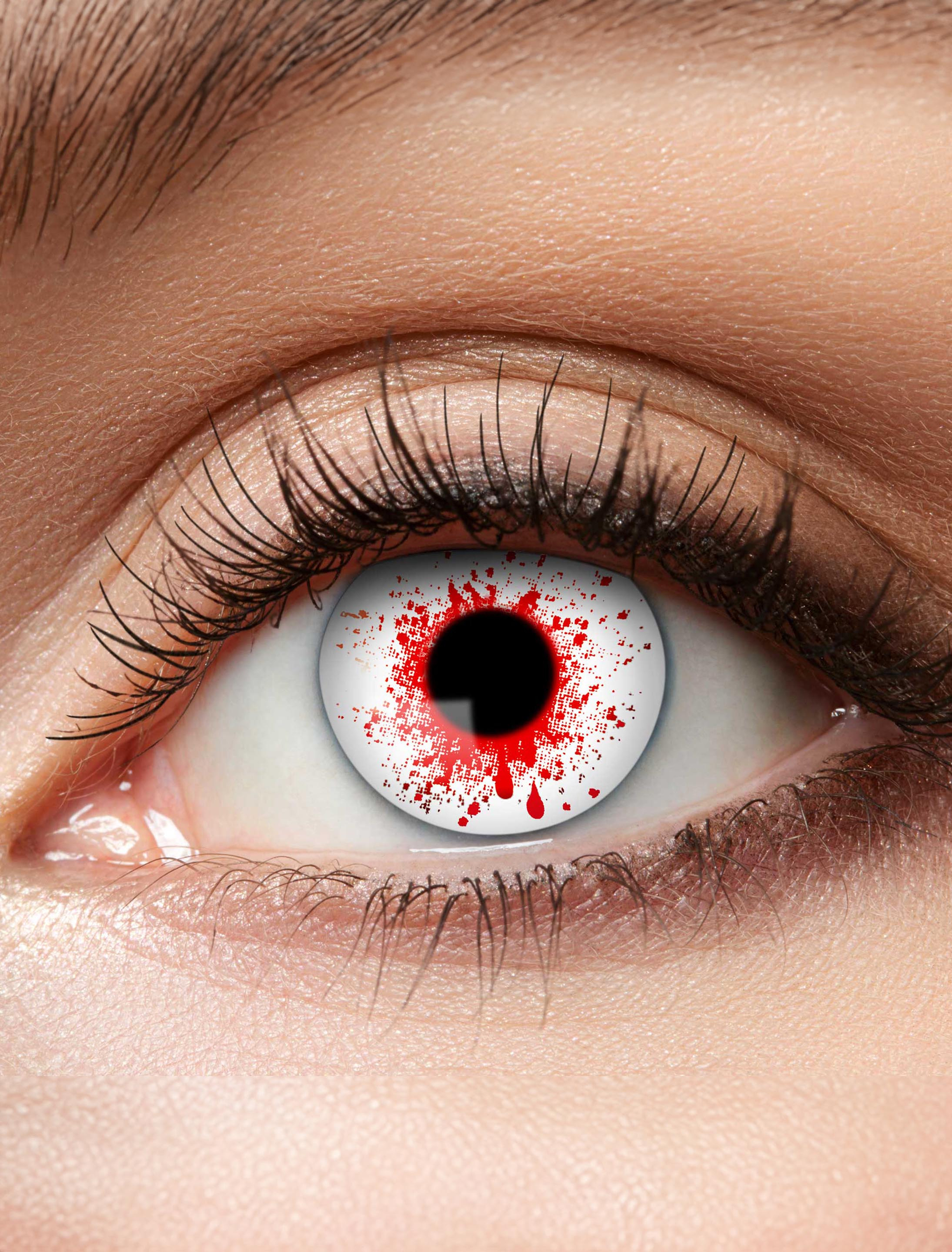 Kostümzubehör Kontaktlinsen Bloodsplat Farbe: weiß
