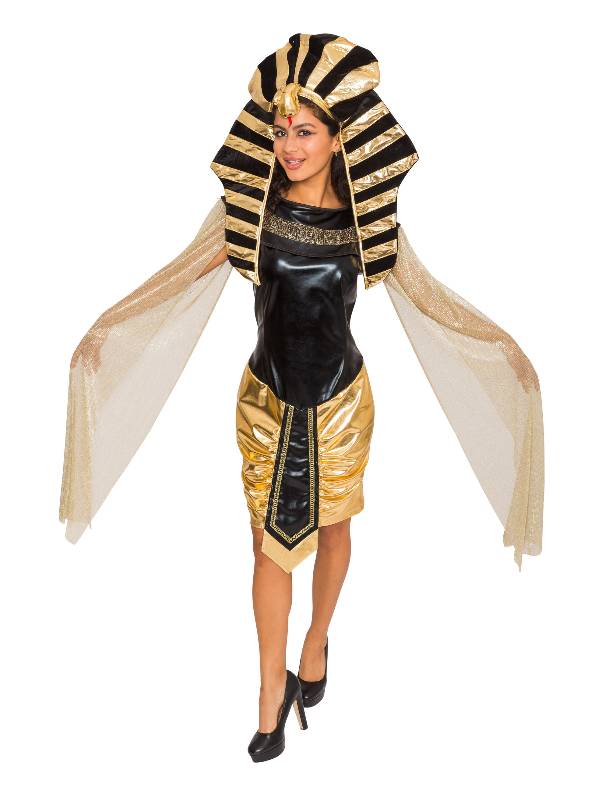 Kleid Pharaonin Hathor Damen schwarz/gold L