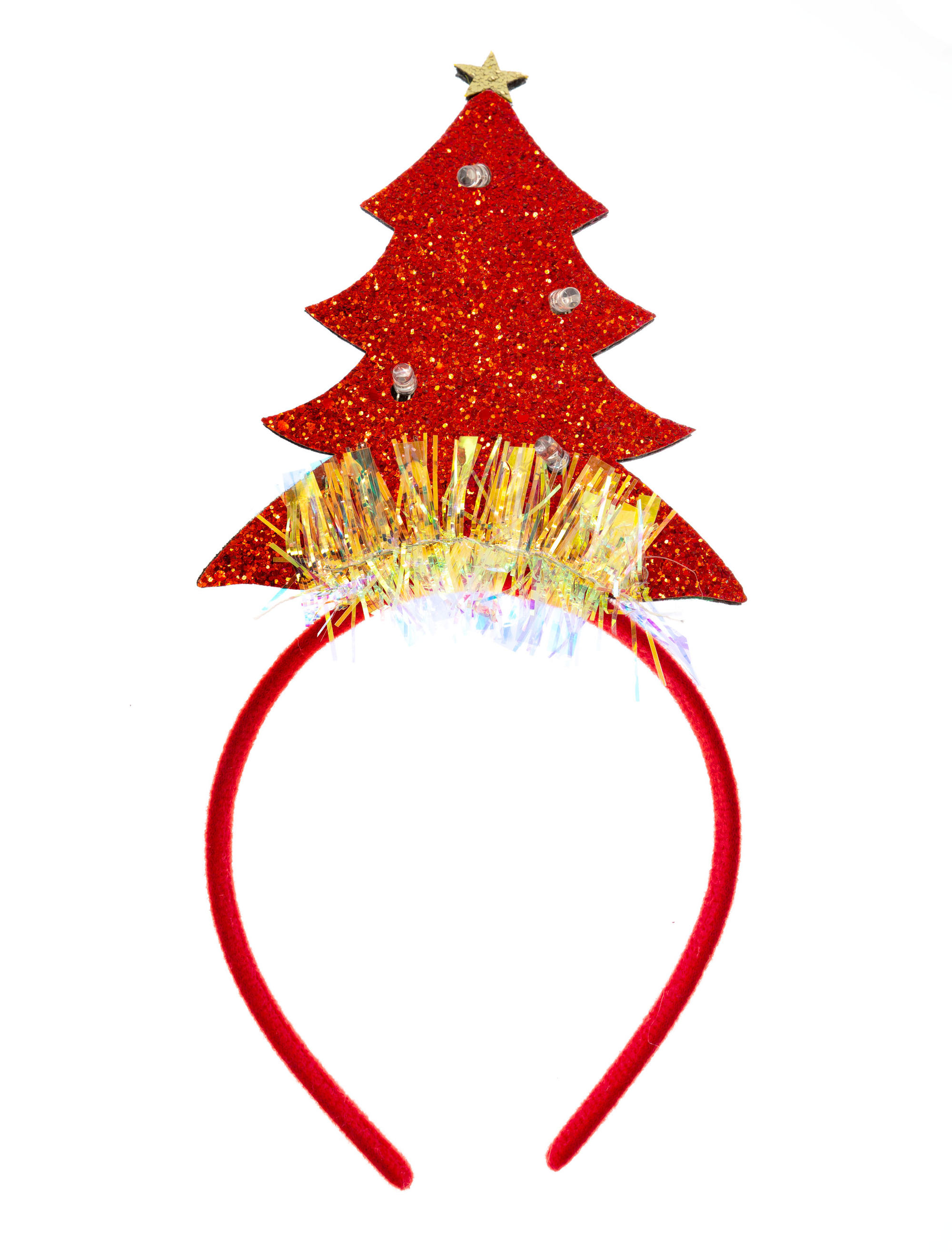 Kostümzubehör Haarreif Weihnachtsbaum rot mit Beleuchtung