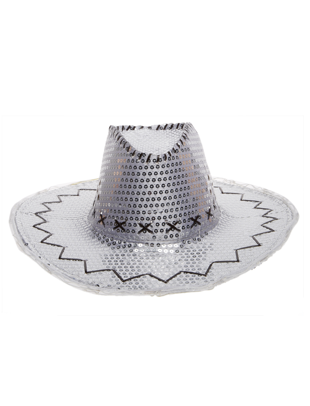 Kostümzubehör Cowboyhut Pailletten mit Blinkkrempe silber one size
