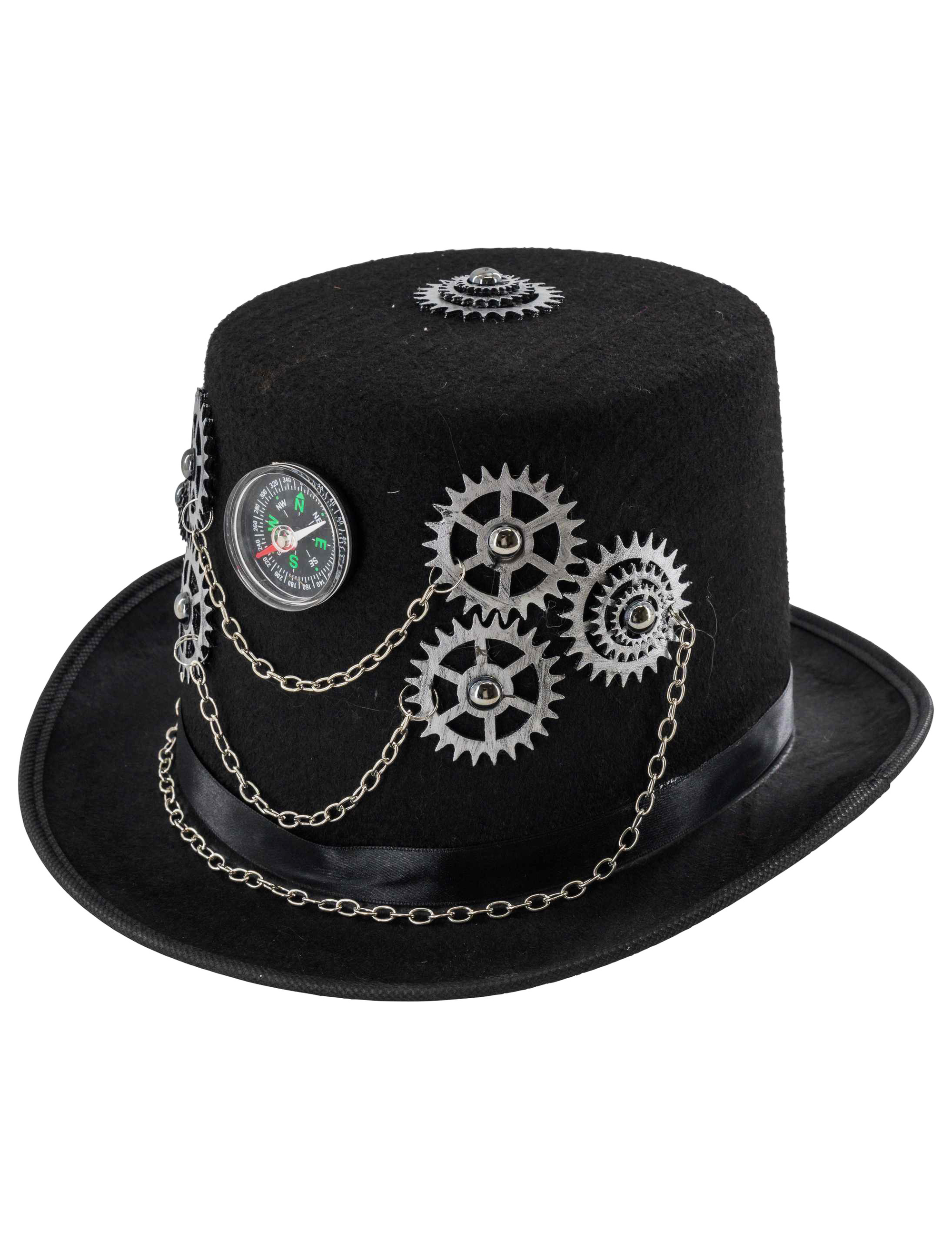 Kostümzubehör Zylinder Steampunk mit Zahnrädern schwarz one size