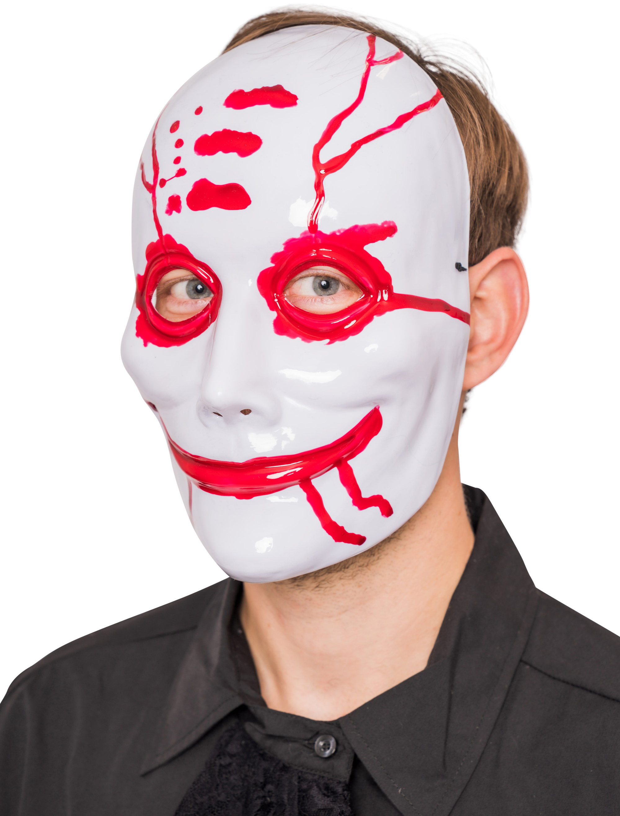 Kostümzubehör Maske blutiger Clown weiß/rot