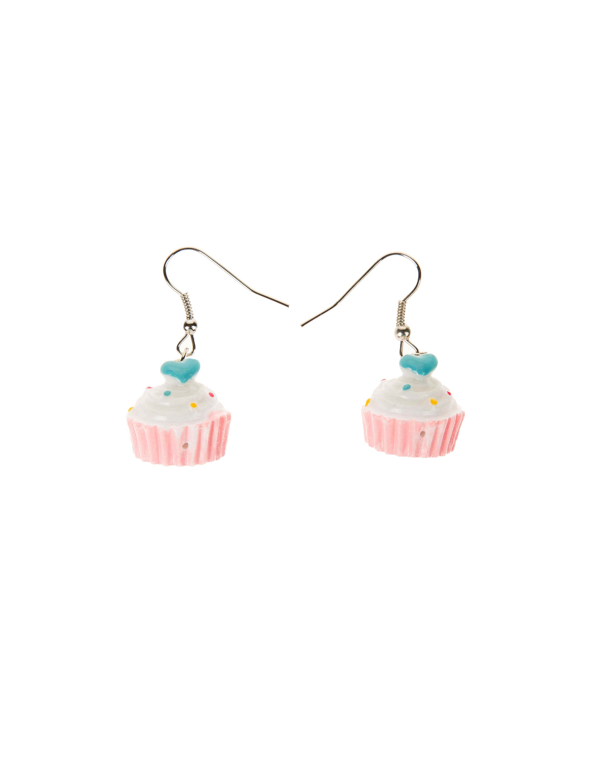 Kostümzubehör Ohrringe Candy Cupcake rosa/weiß