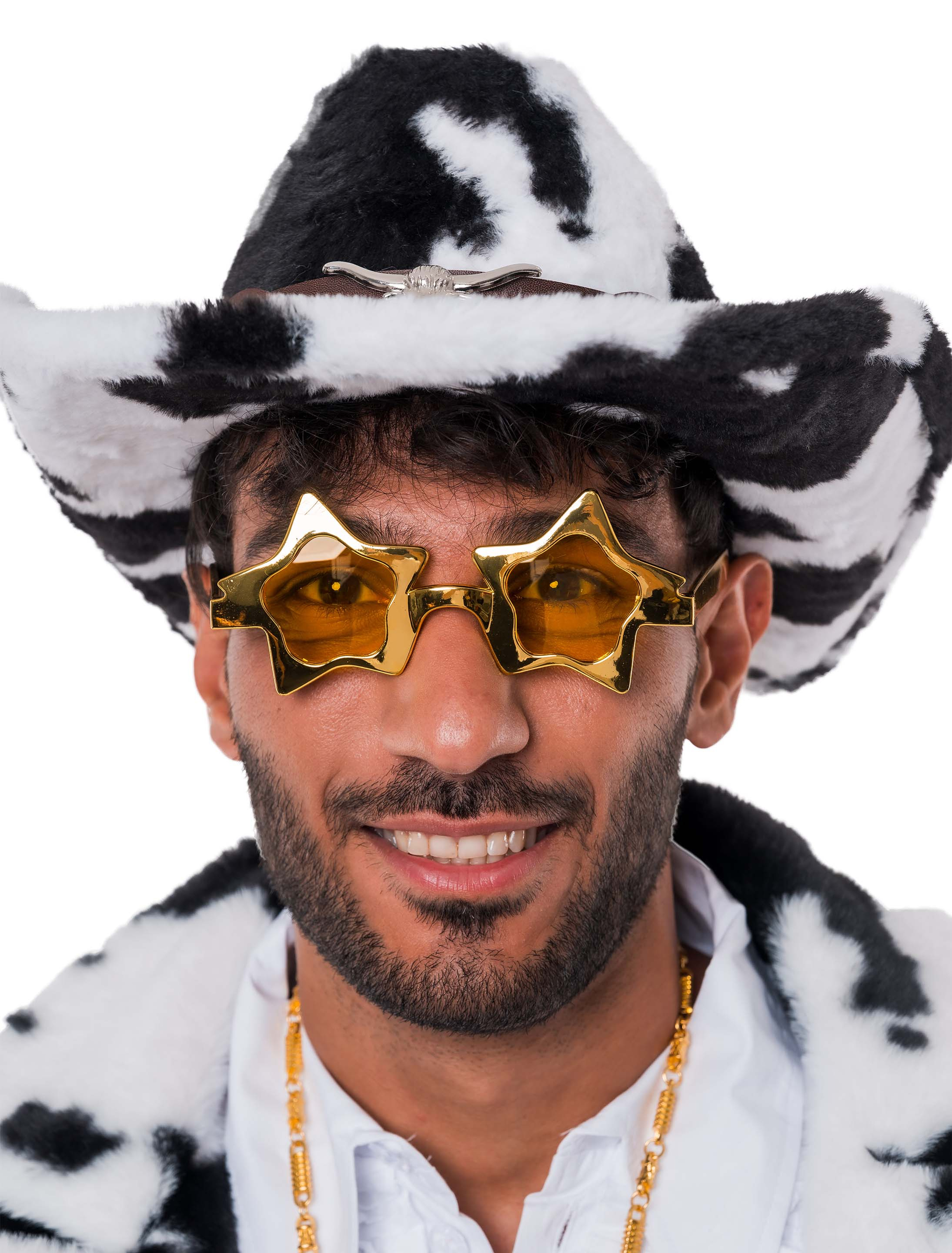 Kostümzubehör Brille Stern gold