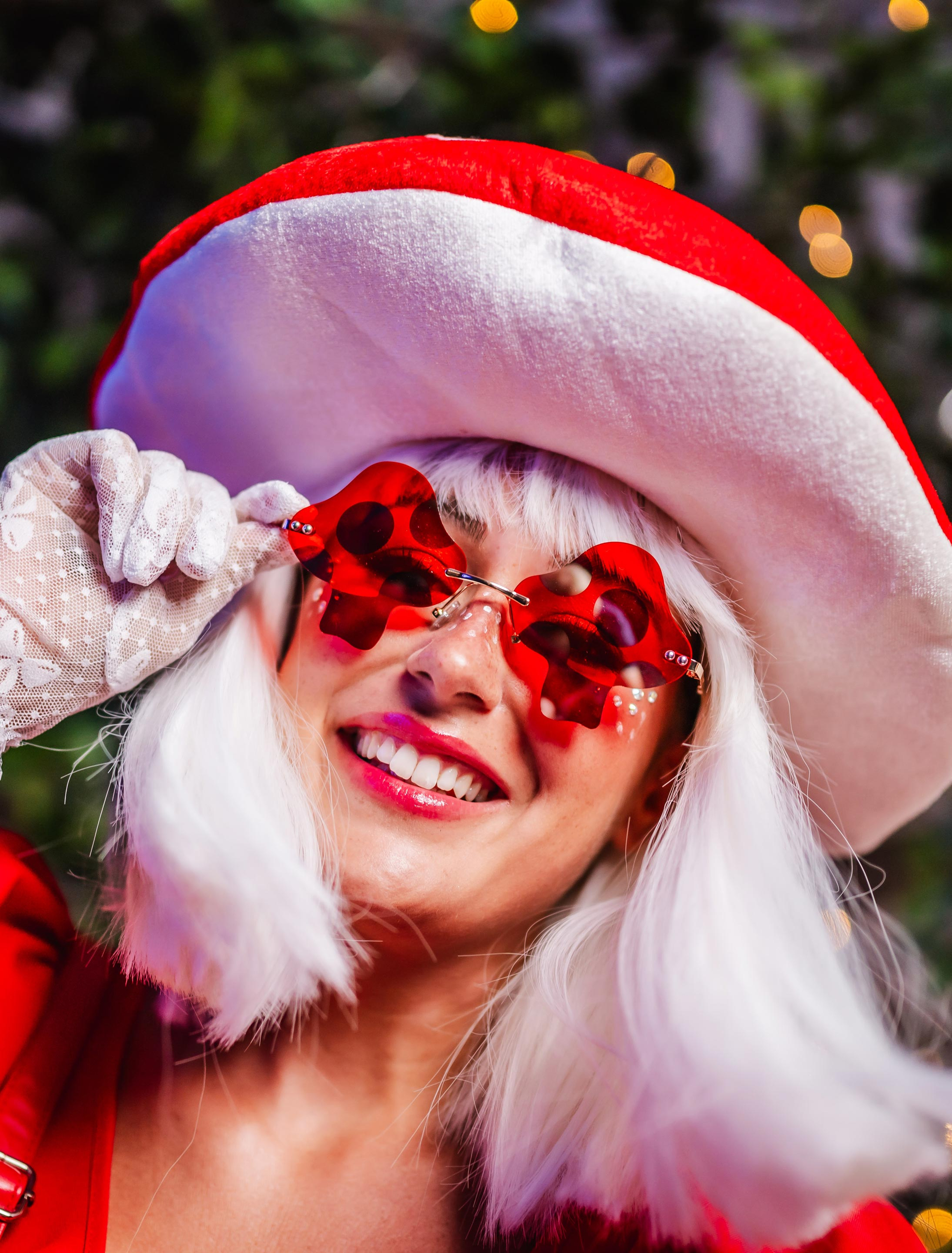Kostümzubehör Brille Fliegenpilz rot/weiß