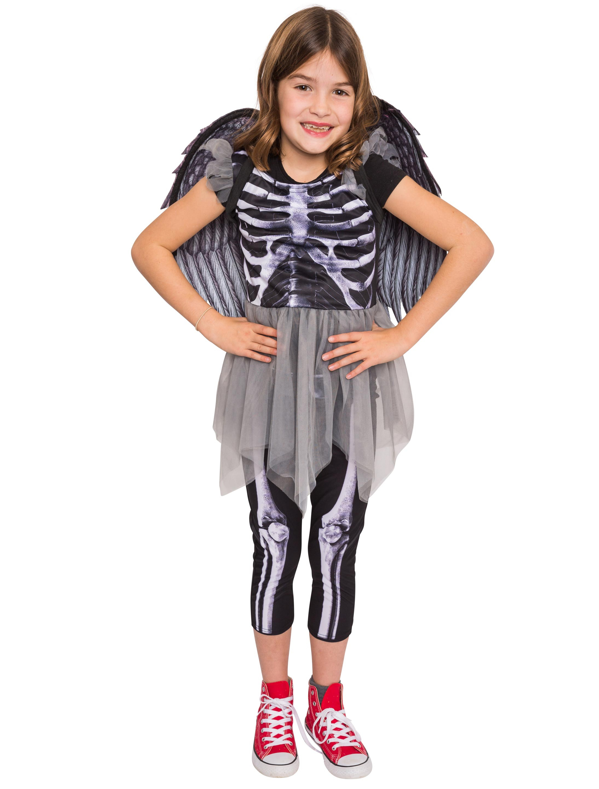 Kleid Skelett Kinder schwarz 7-8 Jahre