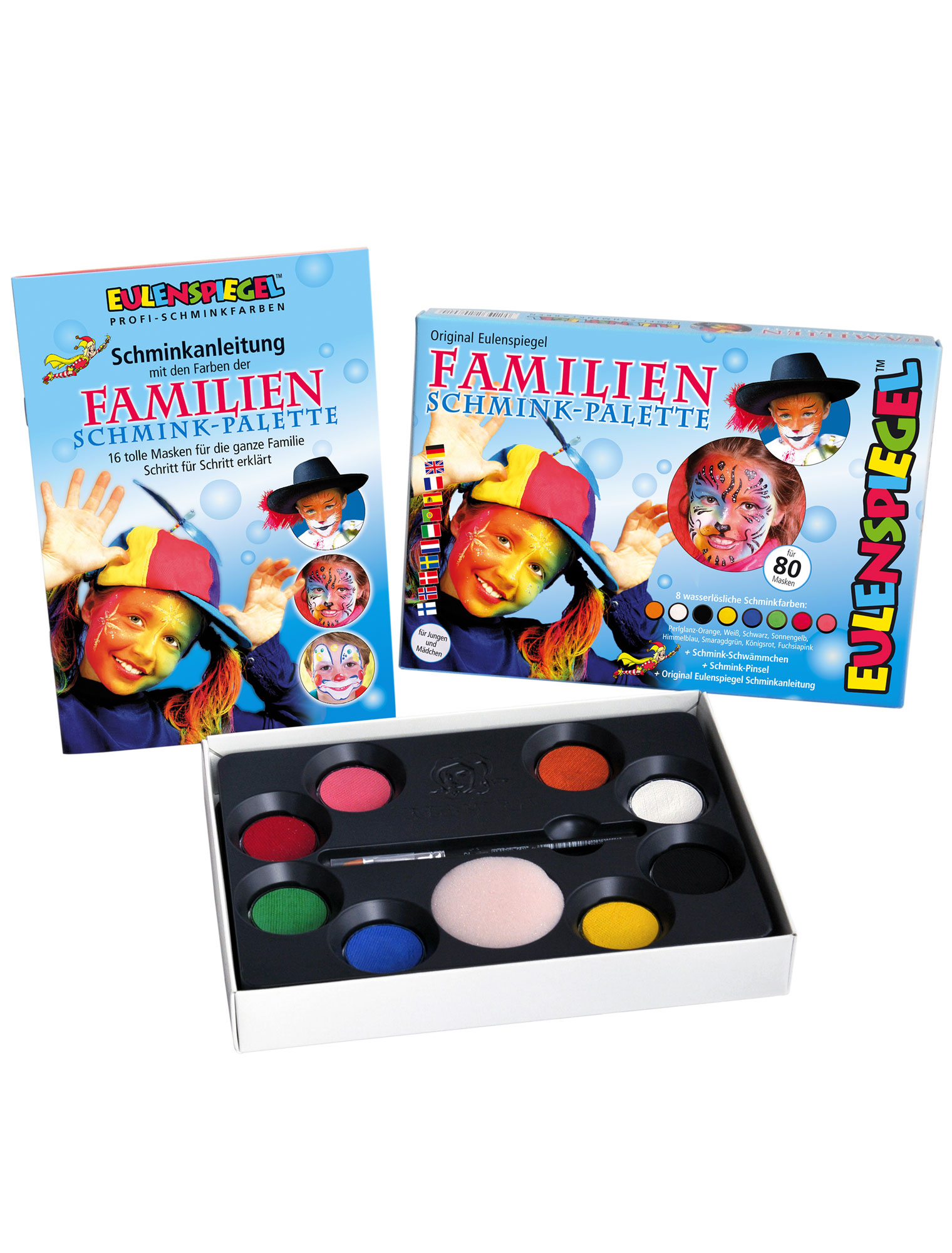 Aqua Schminkpalette Familie Schminke für Karneval & Fasching