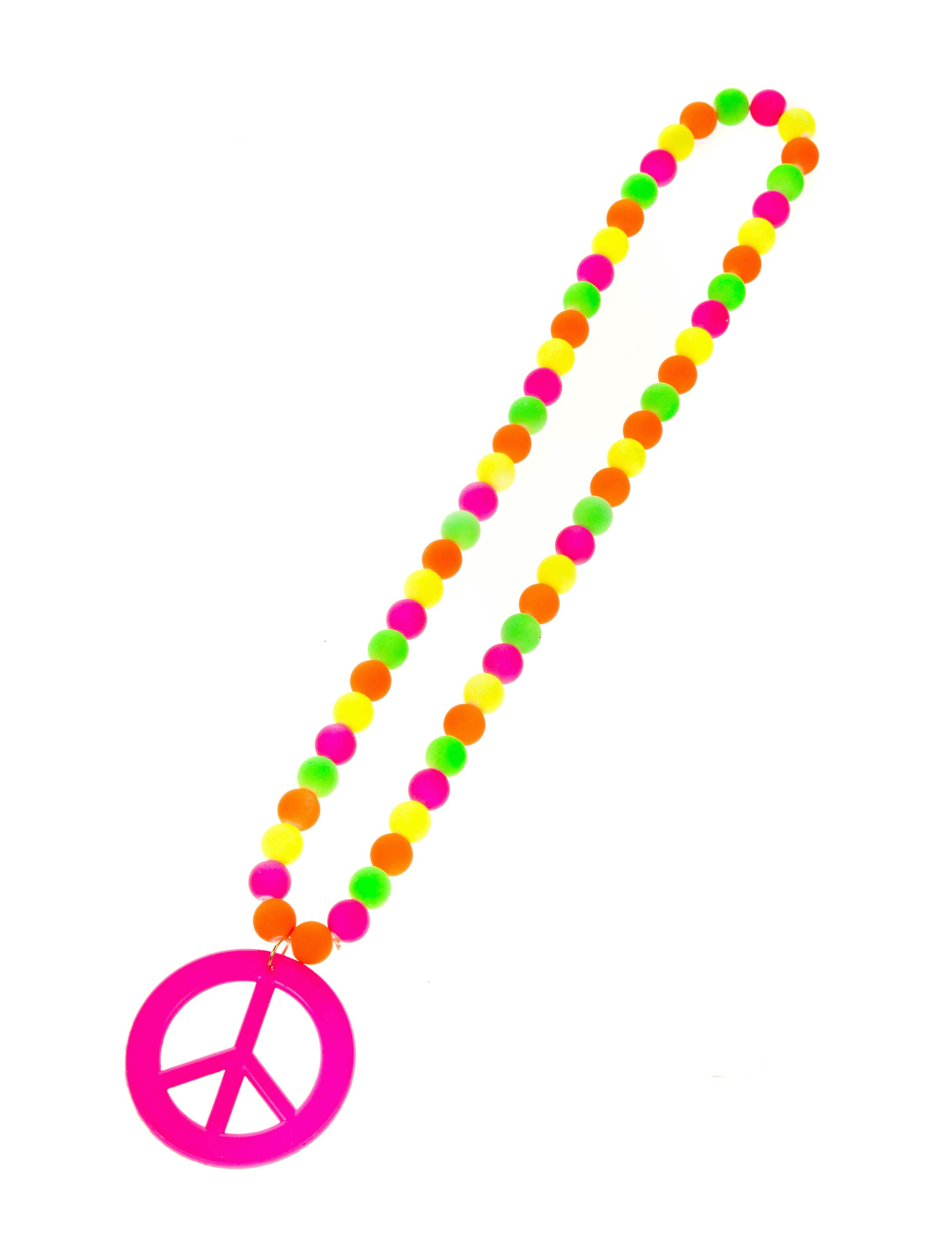 Kostümzubehör Halskette Peace neon bunt Farbe: mehrfarbig
